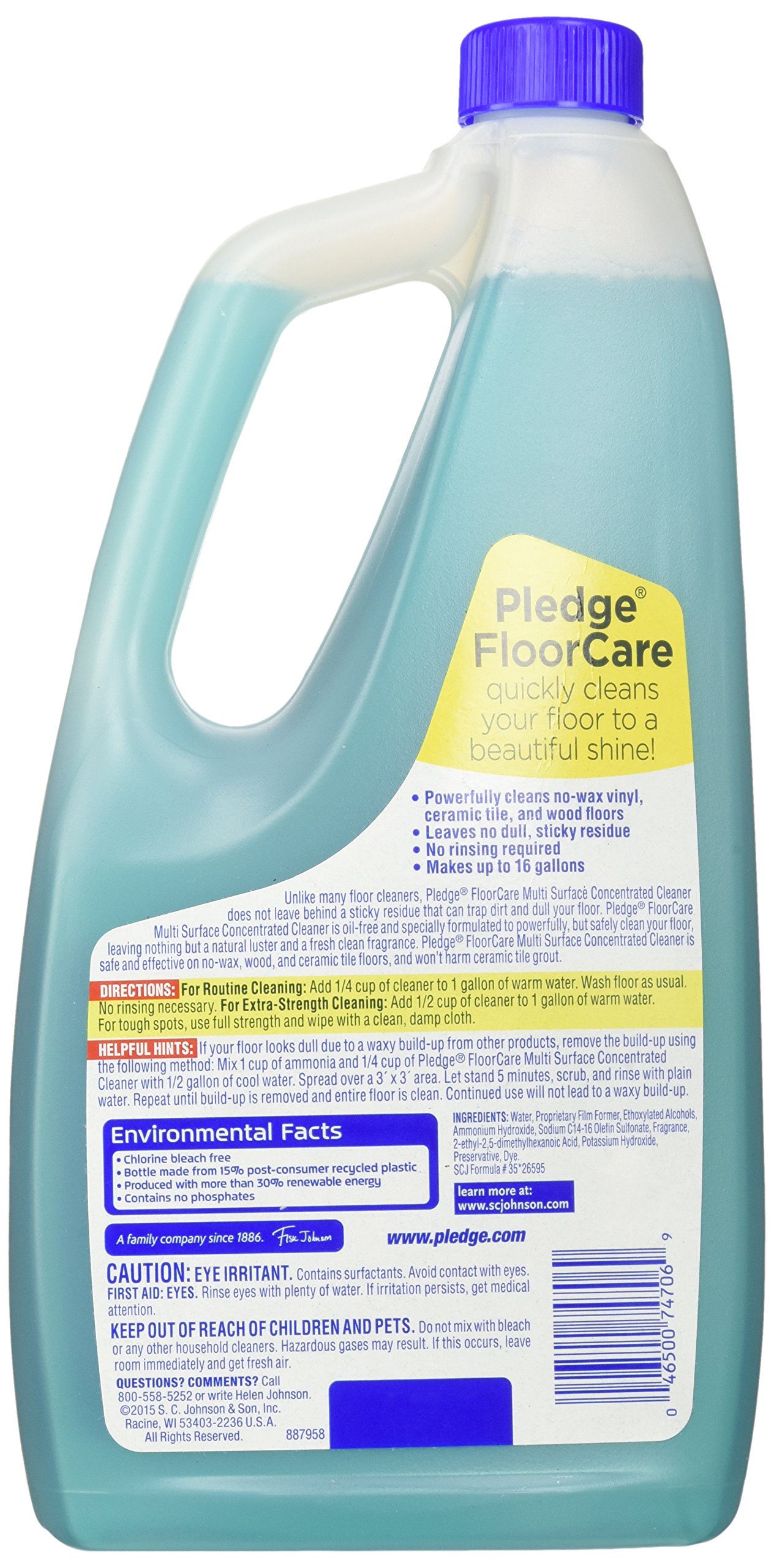 Pledge Multi-Surface Concentrated Floor Cleaner 32oz (1-Pack) - Powerful Cleaning for Hardwood, Tile & Laminate Floors - Ideal for Homes, Offices & High-Traffic Areas
