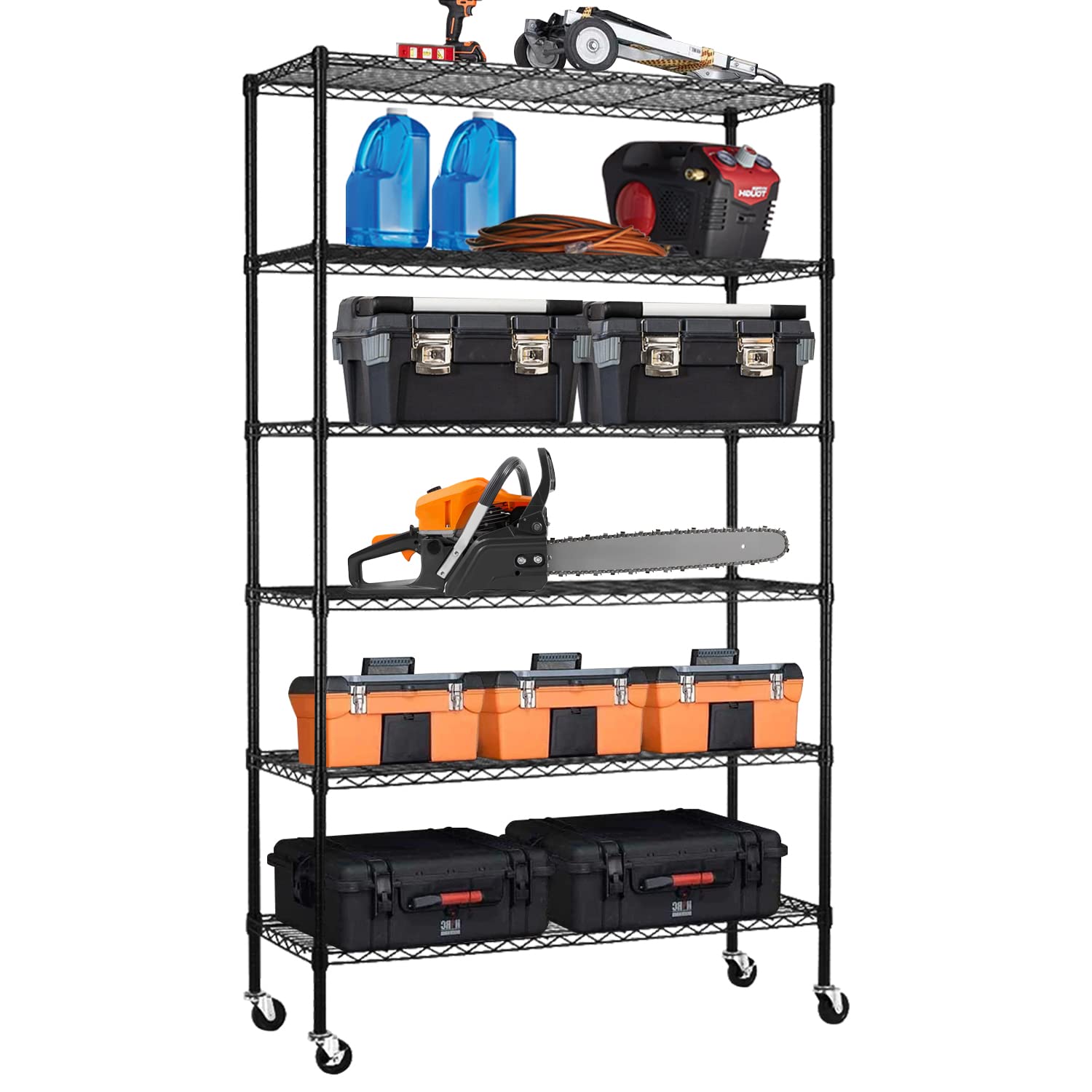 Heavy Duty NSF Wire Shelving Unit with Wheels - 2099 lbs Capacity, 48