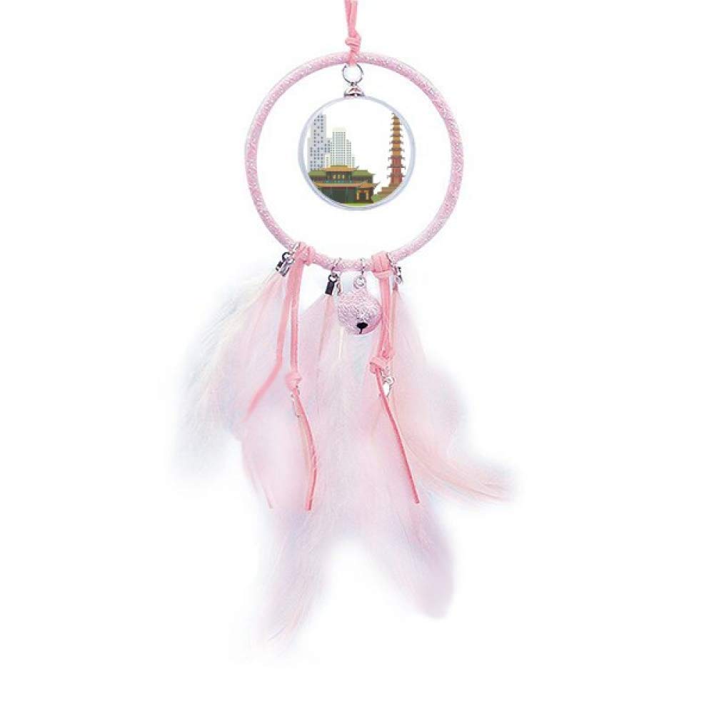YaoX Architecture Qingyang Palace Chinese Pattern Dream Catcher with Small Bells - Boho Bedroom Decor for Wall Hanging, Window Display & Spiritual Gift