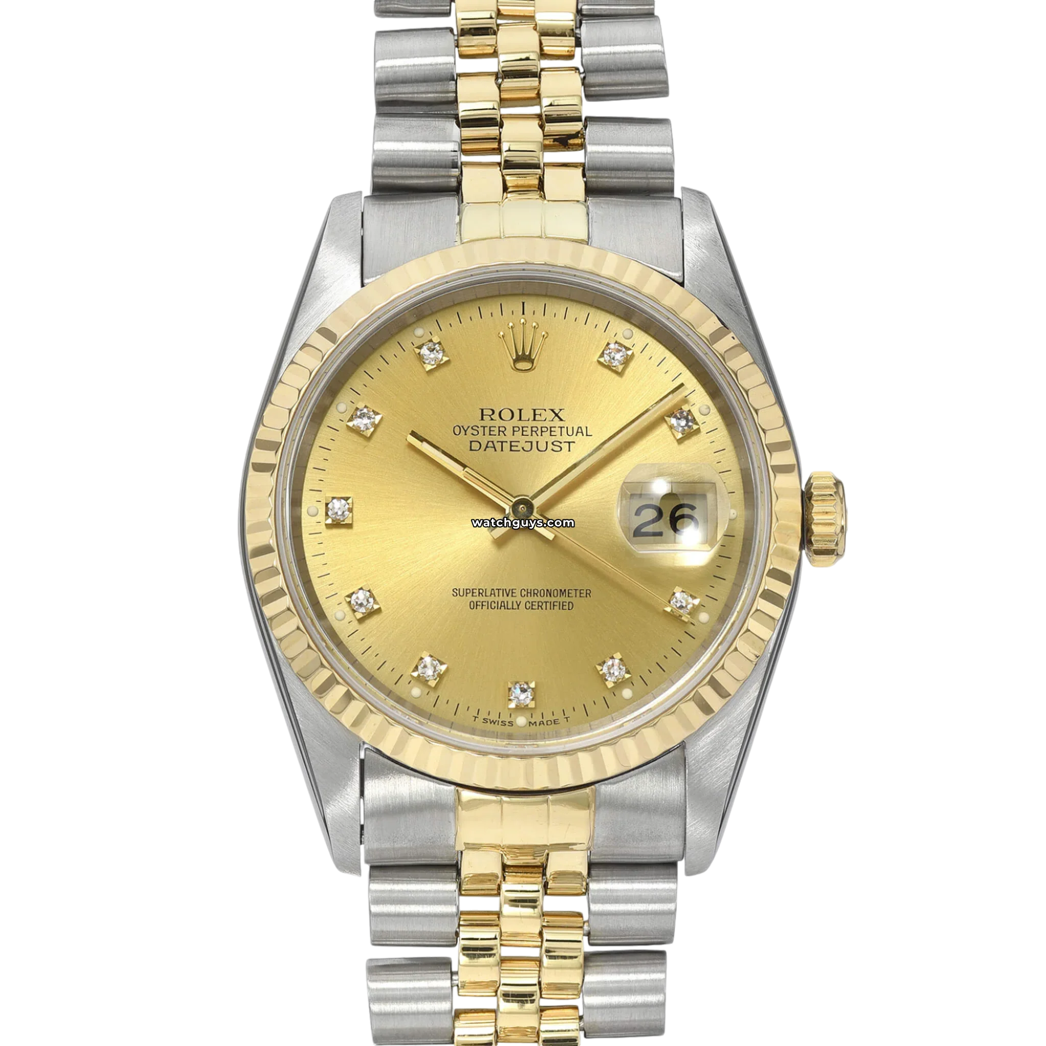 Rolex Datejust 16233 Men's Watch - 36mm Champagne Dial with Diamond Markers | Luxury Dress Watch for Business, Weddings & Formal Events