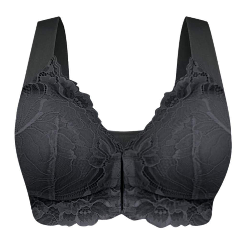 Wireless Front Closure Push Up Bras for Women - Seamless Comfortable Sports Bra No Underwire - Perfect for Yoga, Gym & Everyday Wear - Black