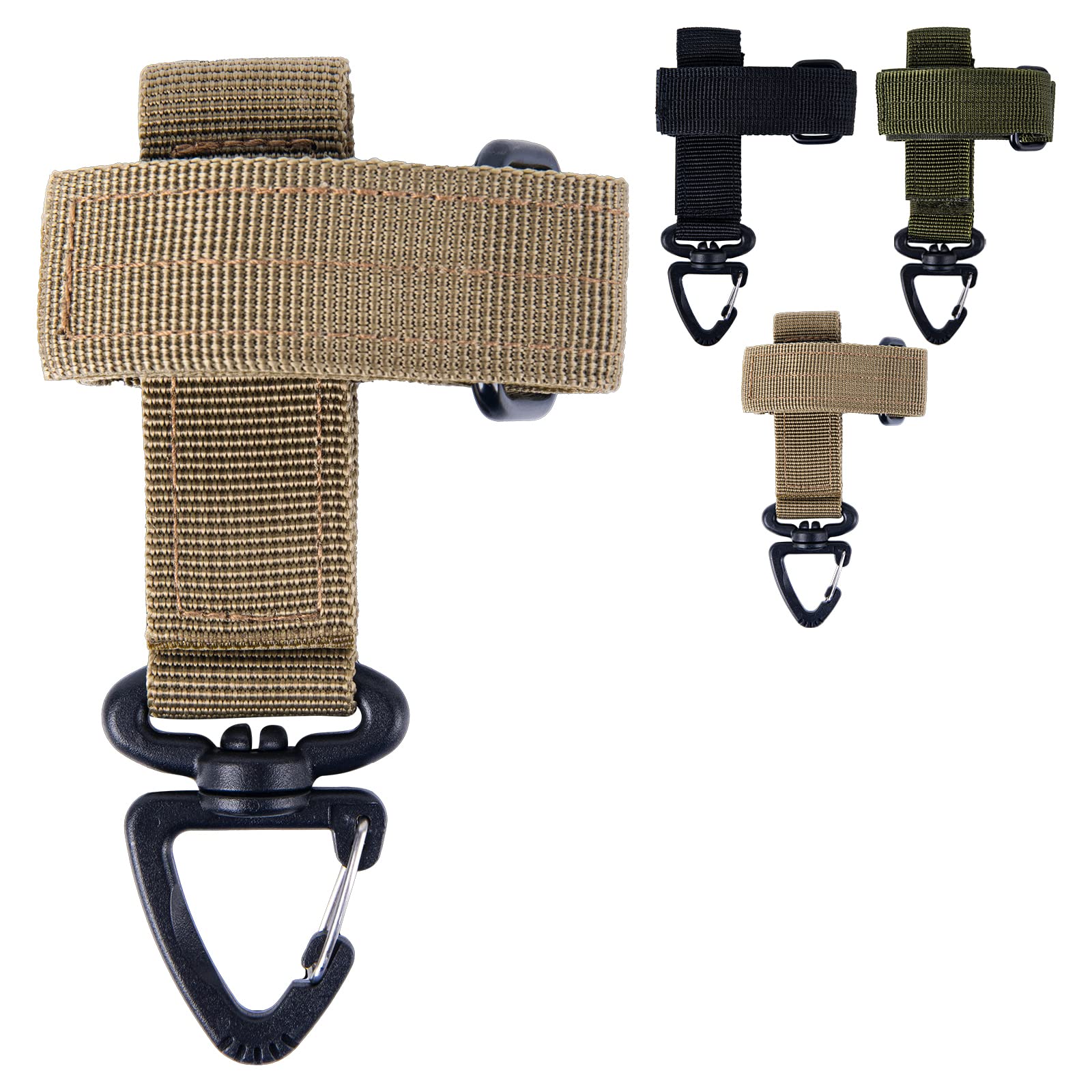 Goture Tactical Gloves Strap Holder - Adjustable MOLLE Buckle Keychain for Climbing, Rope Work & Outdoor Gear - Multi-Purpose Nylon Belt Accessory (Black/Khaki/Olive) - Perfect for Hiking, Camping & Tactical Operations