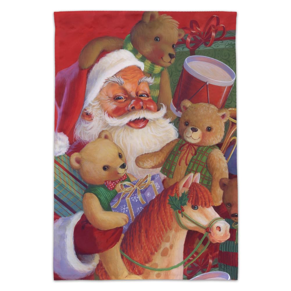 Christmas Santa Teddy Bears Outdoor Garden Yard Flag - Holiday Decor for Festive Home & Lawn Decoration