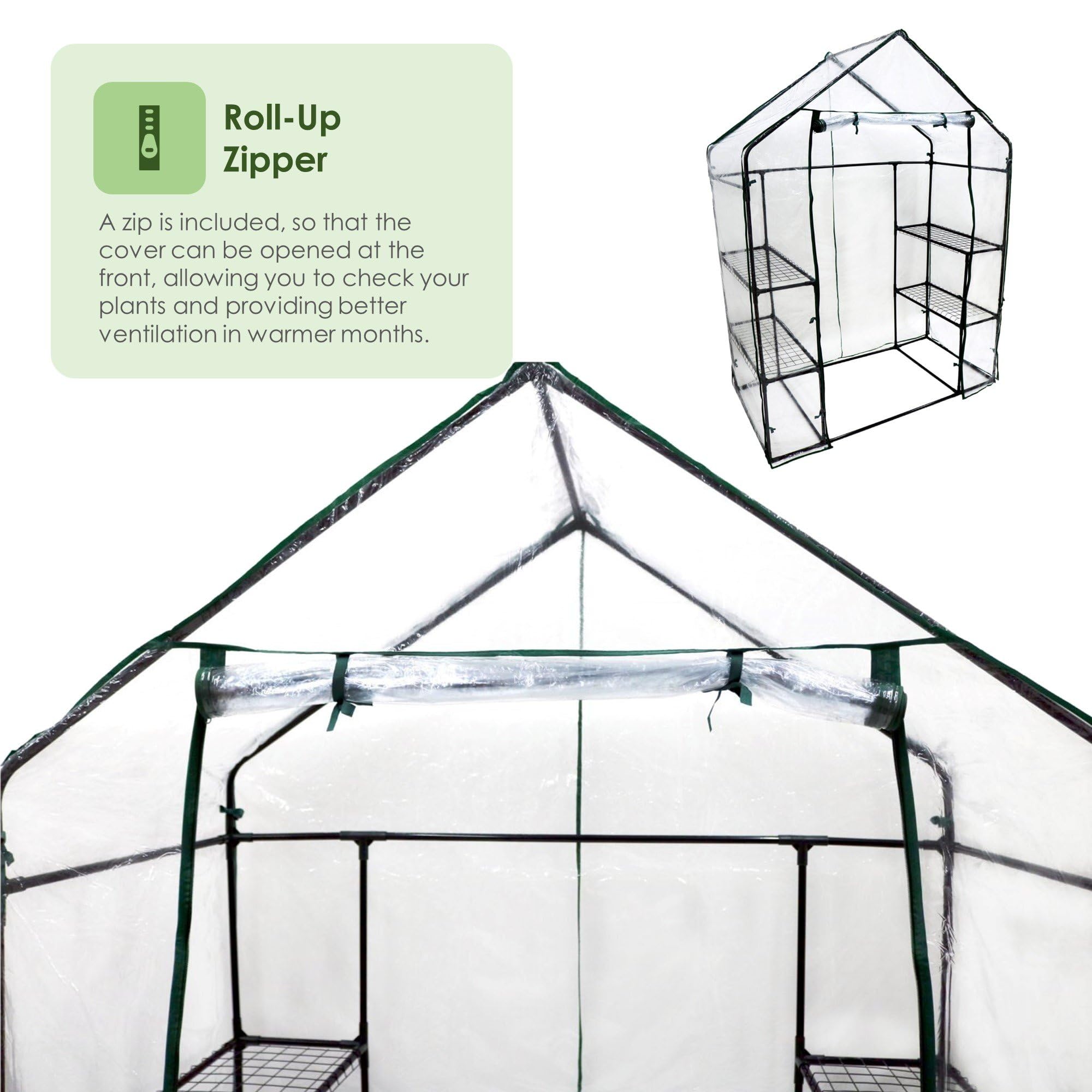 Outdoor Walkthrough Greenhouse with 4 Plant Shelves - Perfect for Gardening, Seed Starting & Plant Protection - Ideal for Backyards, Patios & Small Farms