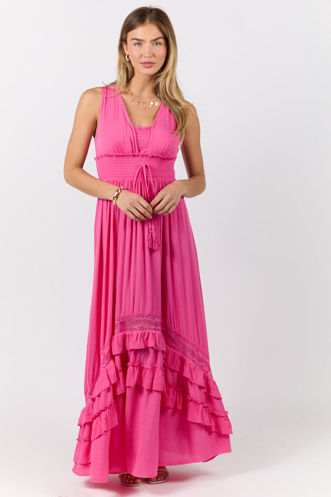 Lucky To Have You Pink Sleeveless Maxi Dress - Women's Flowy Summer Beach Dress for Vacation, Date Night & Special Occasions