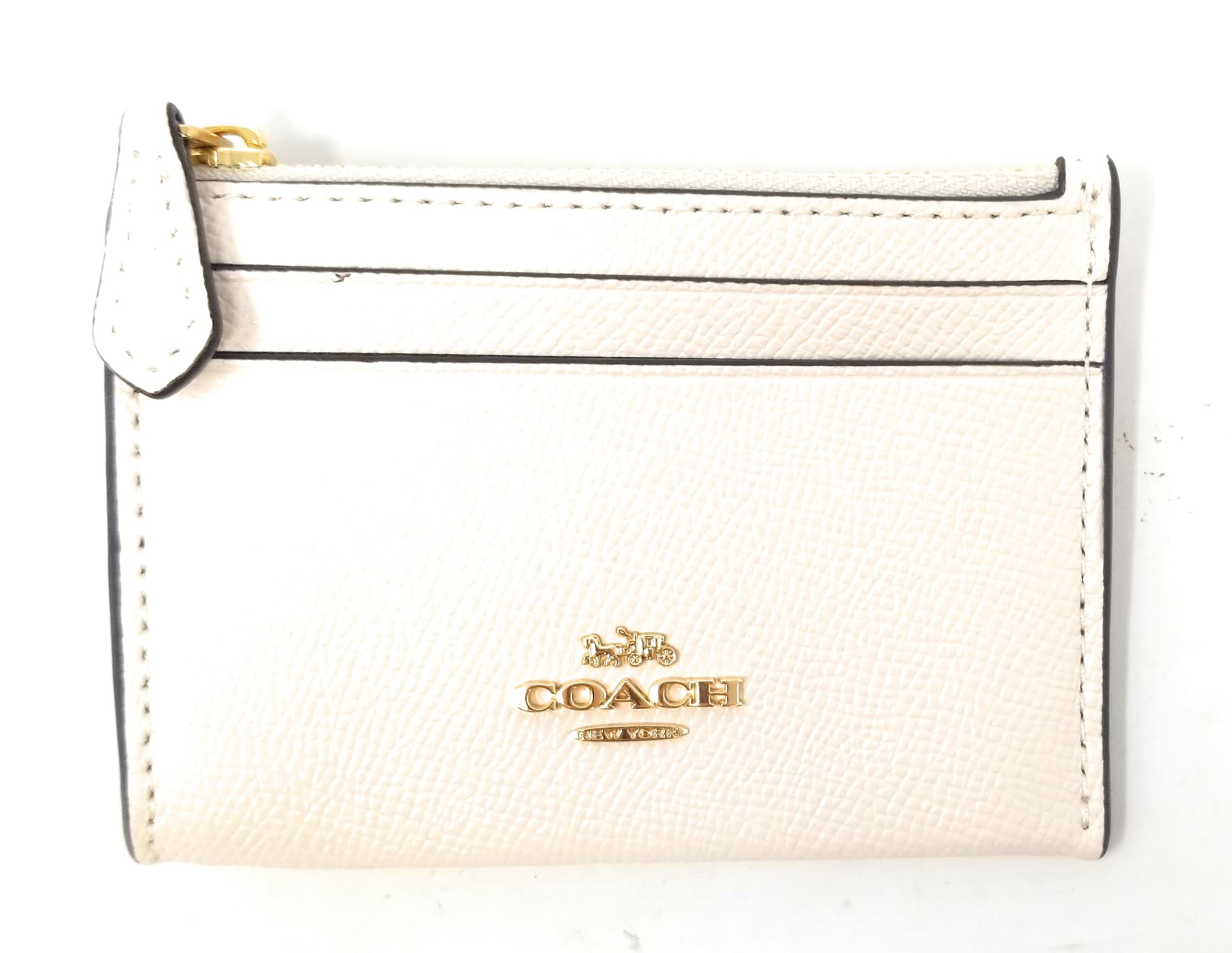 COACH Women's Mini Skinny ID Wallet - Crossgrain Leather Card Holder for Credit Cards & IDs (Chalk) | Perfect for Everyday Use, Travel & Minimalist Wallets
