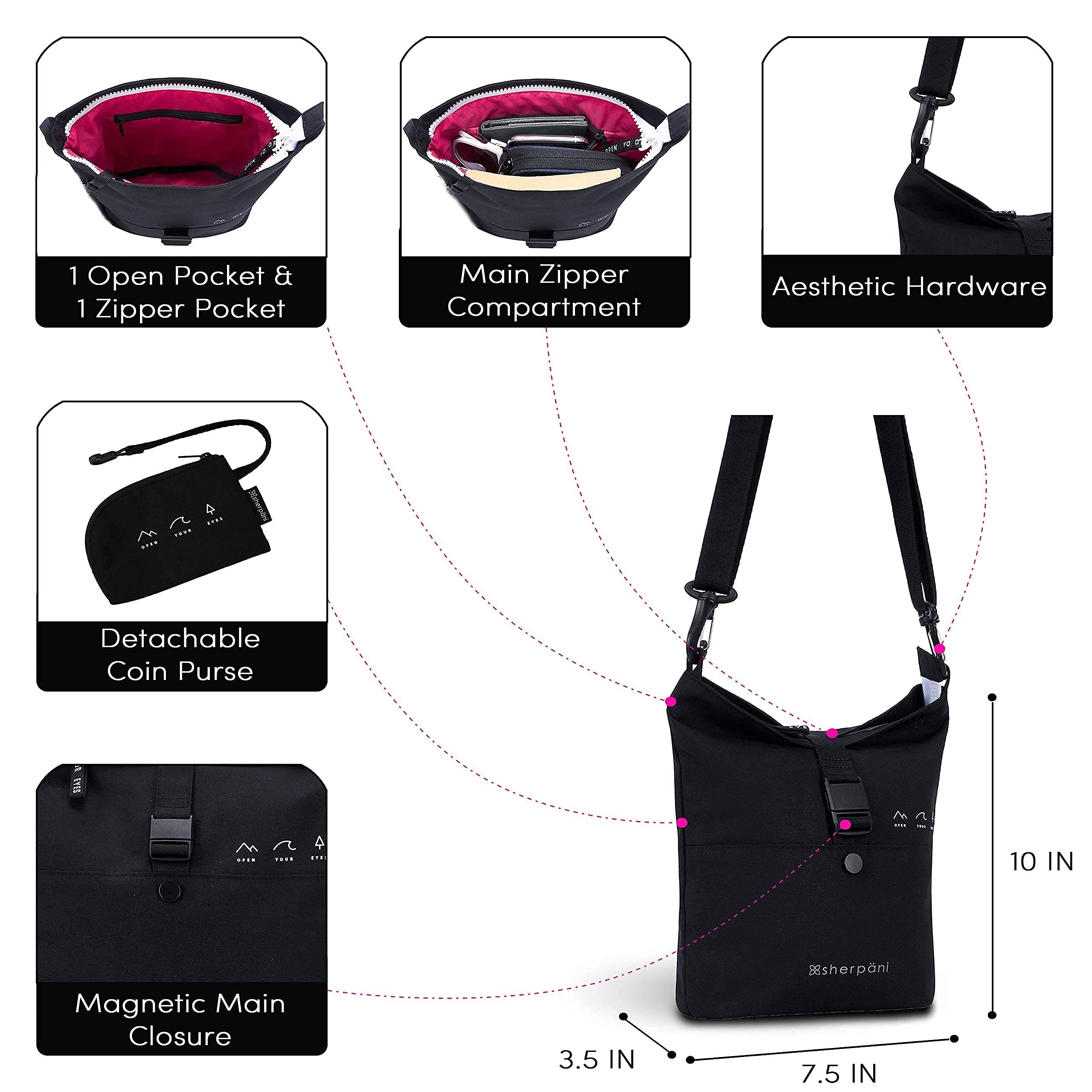 Sherpani Women's Convertible Backpack - Small Black Travel Backpack for Women, Versatile Daypack for Hiking, Work, Commute & Travel Accessories