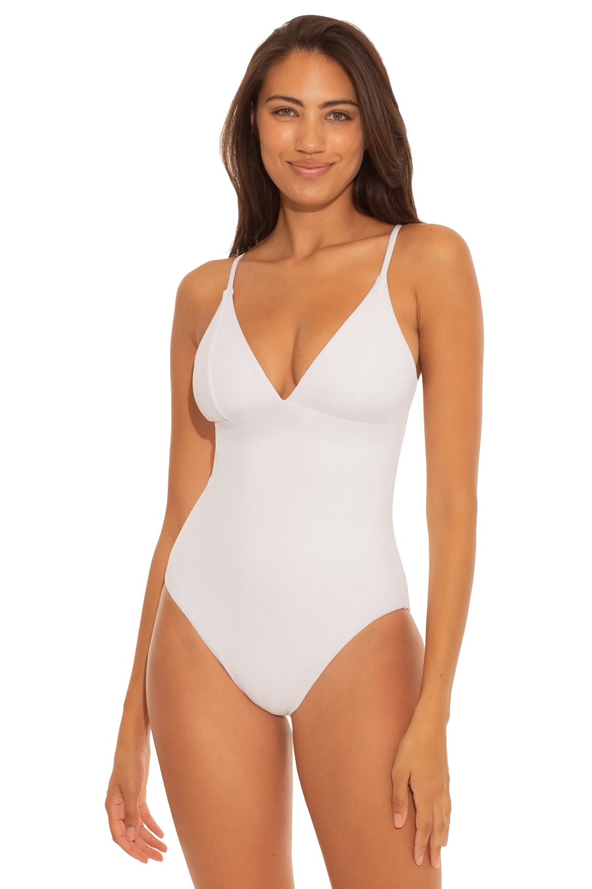 Becca by Rebecca Virtue Fine Line Rib Abigail One-Piece Swimsuit - Stylish & Comfortable Women's Bathing Suit for Beach, Pool & Vacation