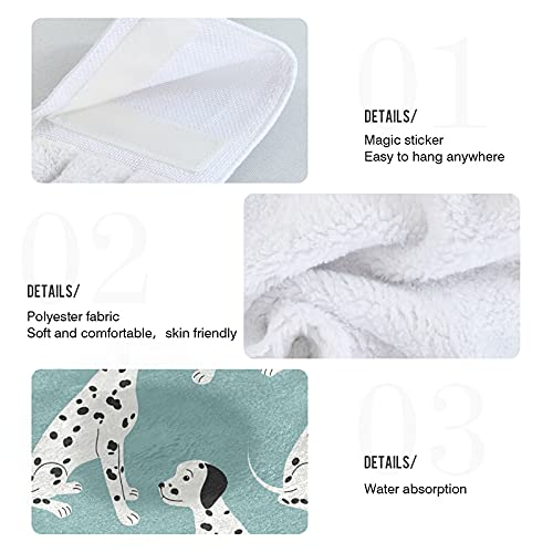 Premium Dalmatian Print Kitchen Towels Set of 2 - Soft Absorbent Blue Hand Towels with Hanging Loop for Bathroom, Dish Cloth & Oven Handle - Perfect for Cooking, Cleaning & Home Decor