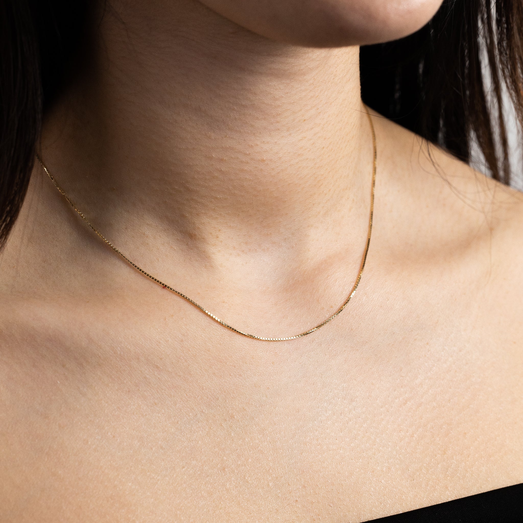 0.8mm Gold Box Chain Necklace for Women - 18K Gold Plated Dainty Layering Necklace - Model 0256 - Perfect for Everyday Wear, Gifts & Special Occasions