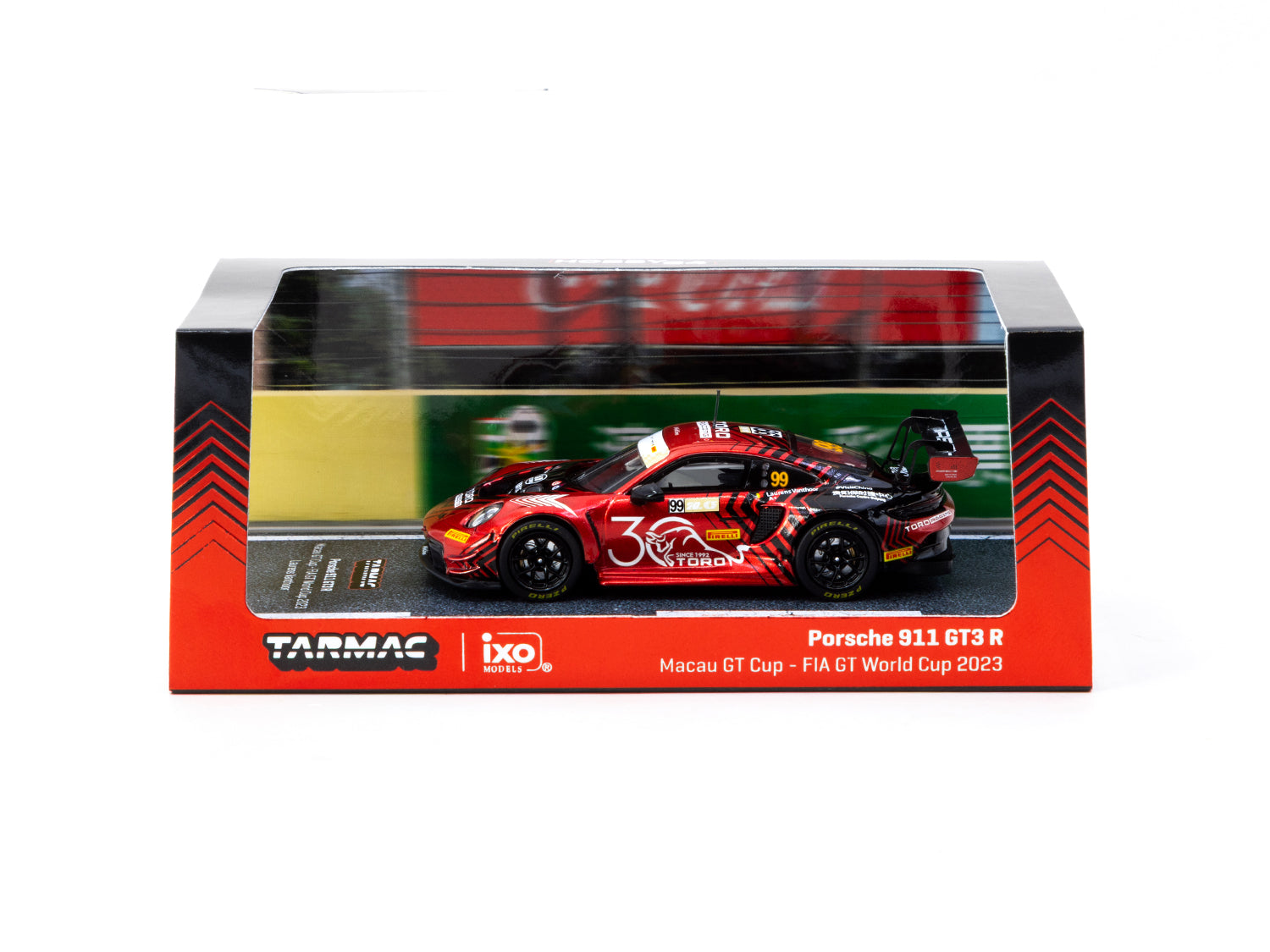 1/64 Scale Porsche 911 GT3 R Macau GT Cup Diecast Model Car - Tarmac Works x iXO Models FIA GT World Cup 2023 #99 Special Edition - Perfect for Collectors, Racing Fans & Display Cases