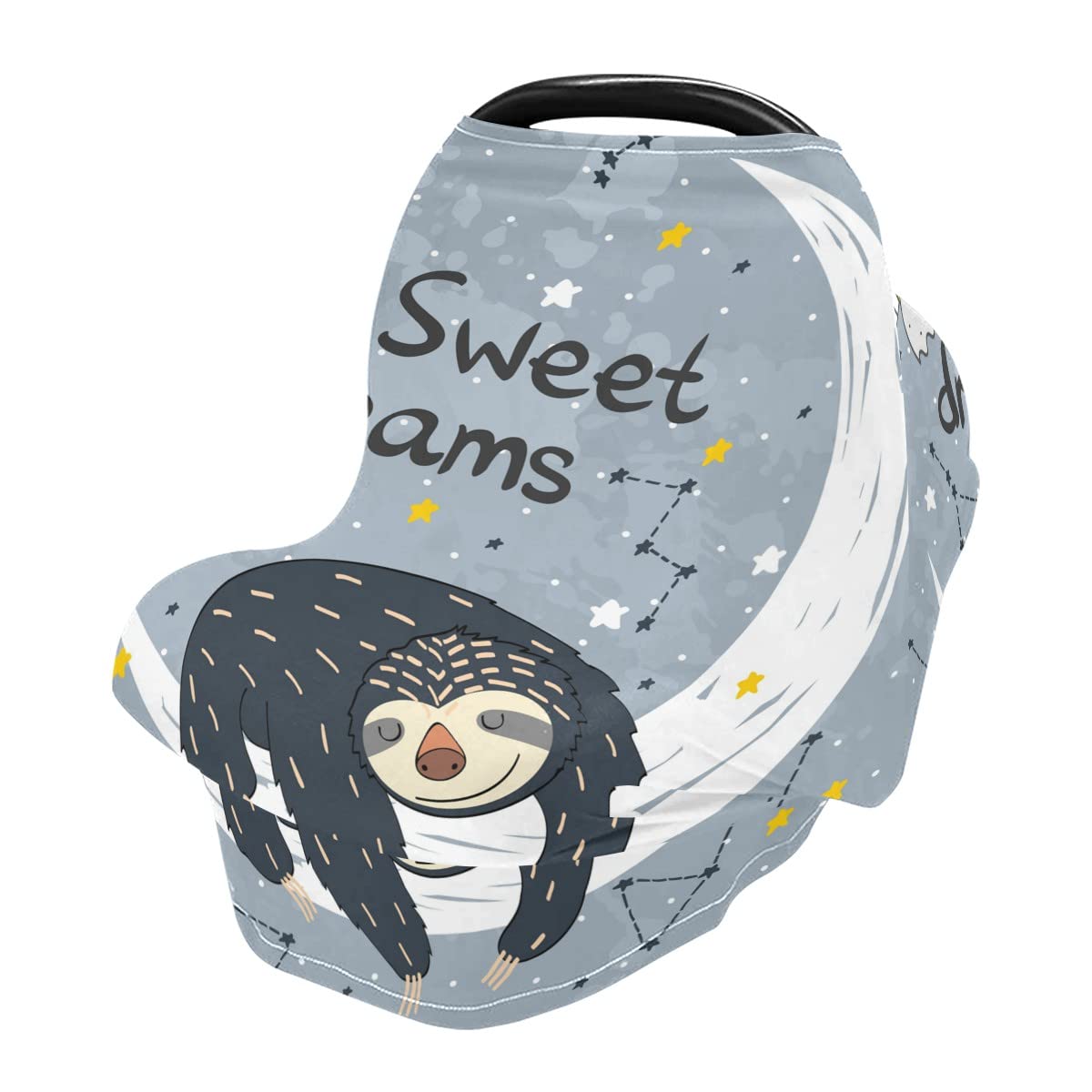 Premium Nursing Cover & Multi-Use Baby Canopy - Soft Breastfeeding Cover, Car Seat Canopy, Stroller Cover, Shopping Cart Cover & Light Blanket with Adorable Sloth Design - Perfect for Nursing, Travel, Shopping & Outdoor Activities