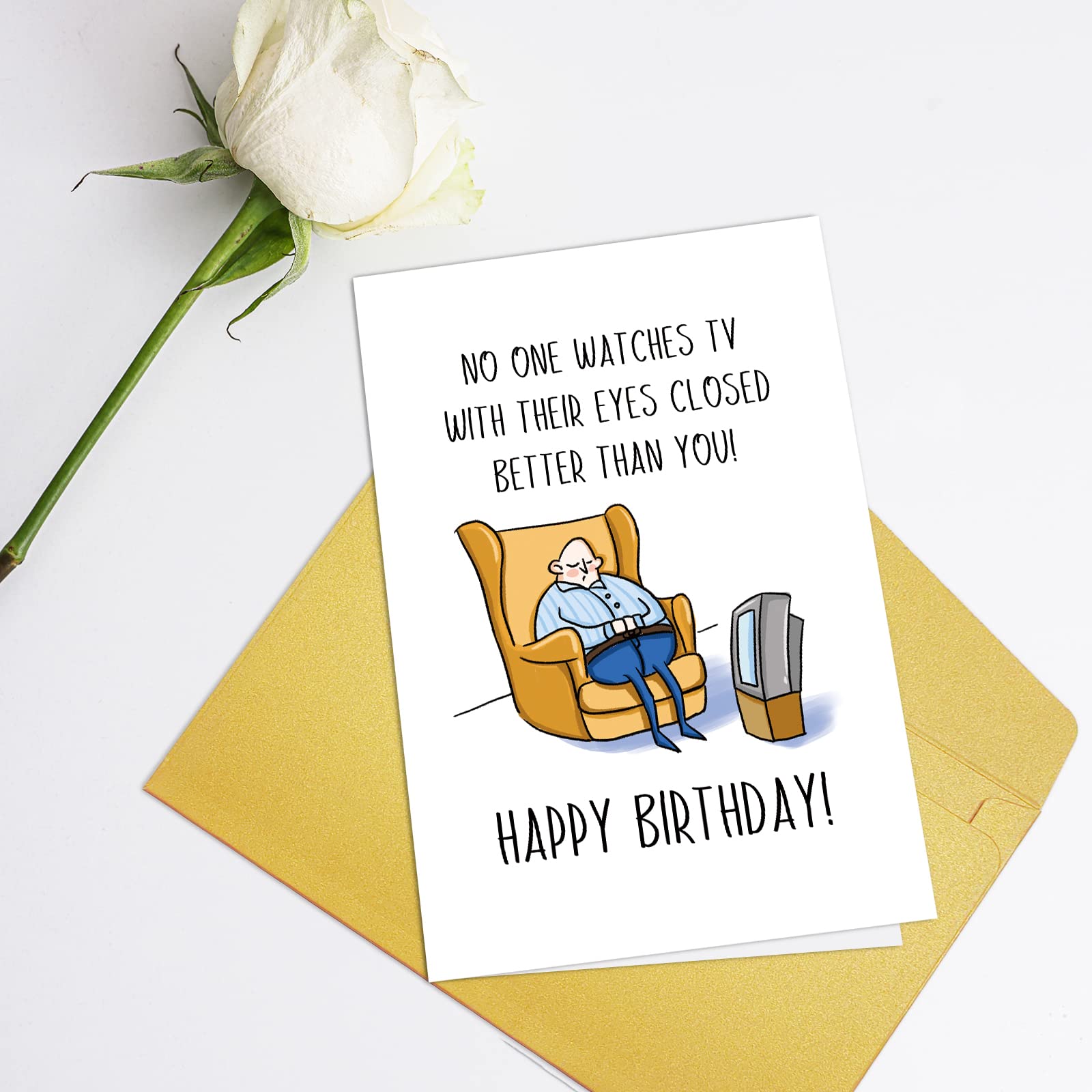 Funny Birthday Card for Men - Dad, Husband, Grandpa - TV Watching Card for Relaxation & Gifts