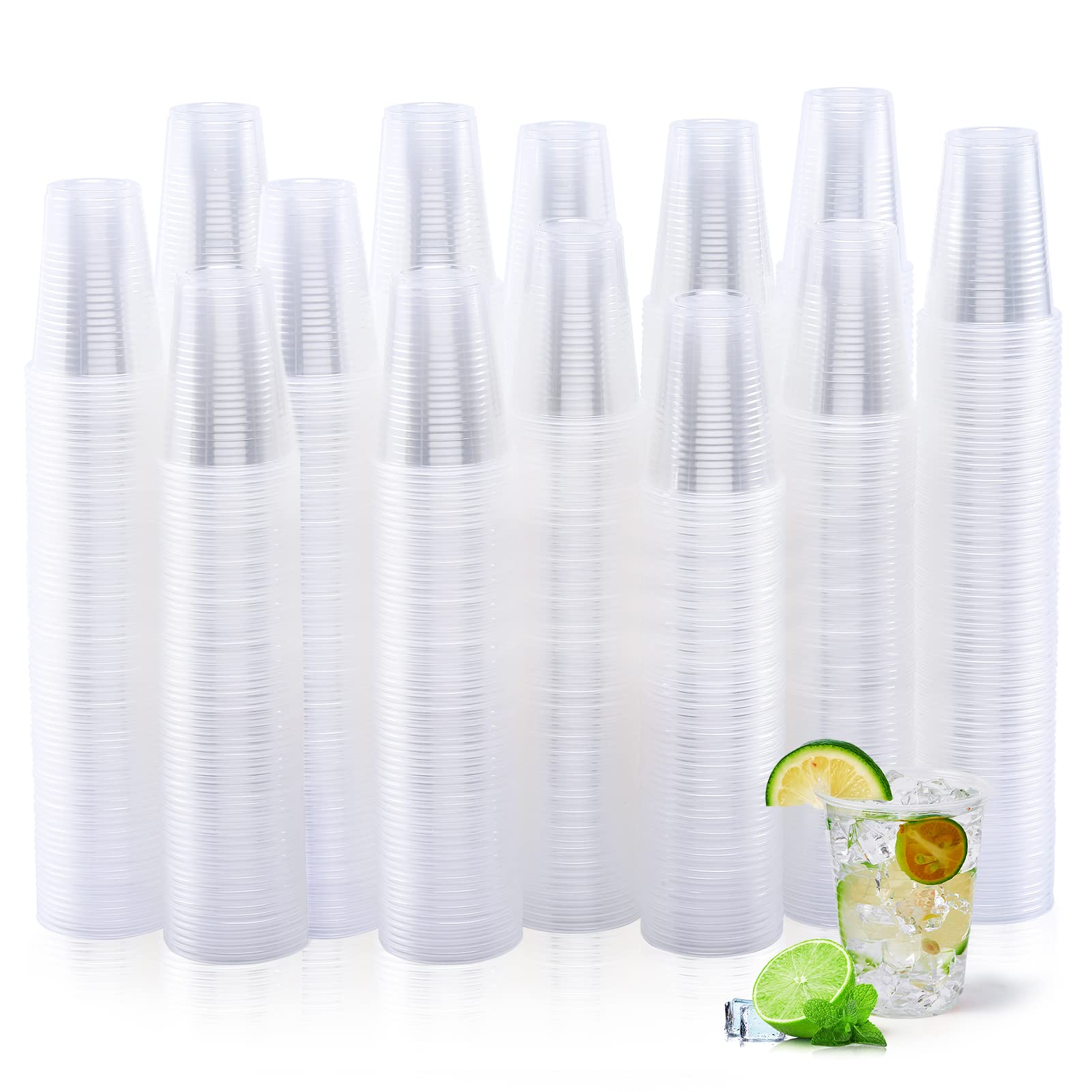 Turbo Bee 1000-Pack 9 oz Clear Plastic Disposable Cups - Bulk Party Drinking Cups for Cold Beverages, Birthday Parties, Picnics, Ceremonies, Weddings & Outdoor Events - Ideal for Iced Coffee, Soda, Juice & Cocktails
