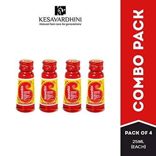 Kesavardhini Ayurvedic Hair Oil 25ml (Pack of 4) - Natural Hair Growth Treatment for Dry & Damaged Hair - Perfect for Daily Scalp Massage & Hair Care Routine