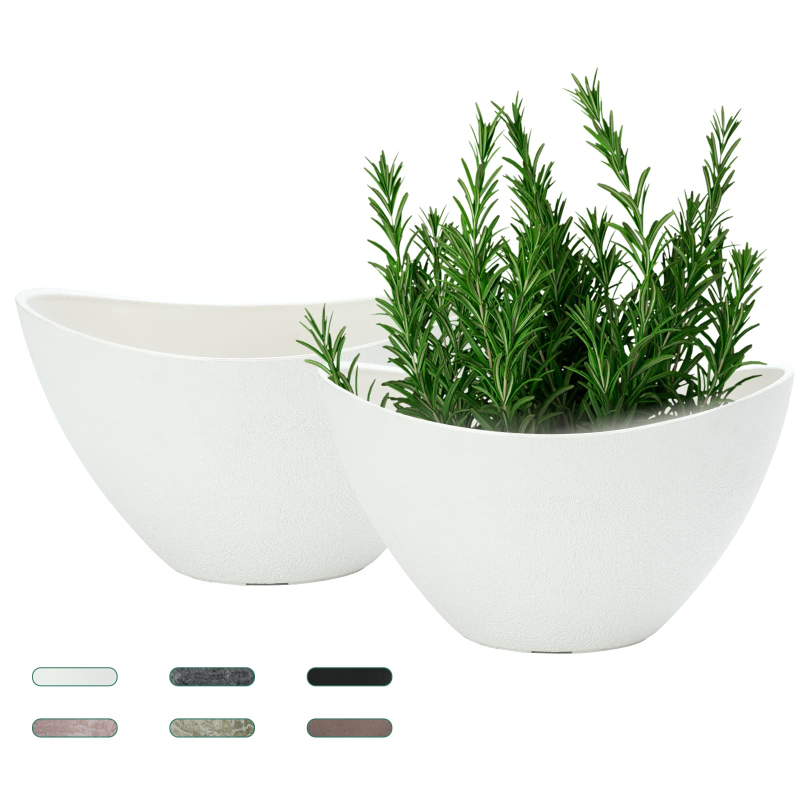 LaDoVita 12 Inch Large Plant Pots with Drainage Holes - 2 Pack White Plastic Flower Planters for Indoor & Outdoor Plants - Perfect for Home Decor, Garden, Patio, and Office Spaces