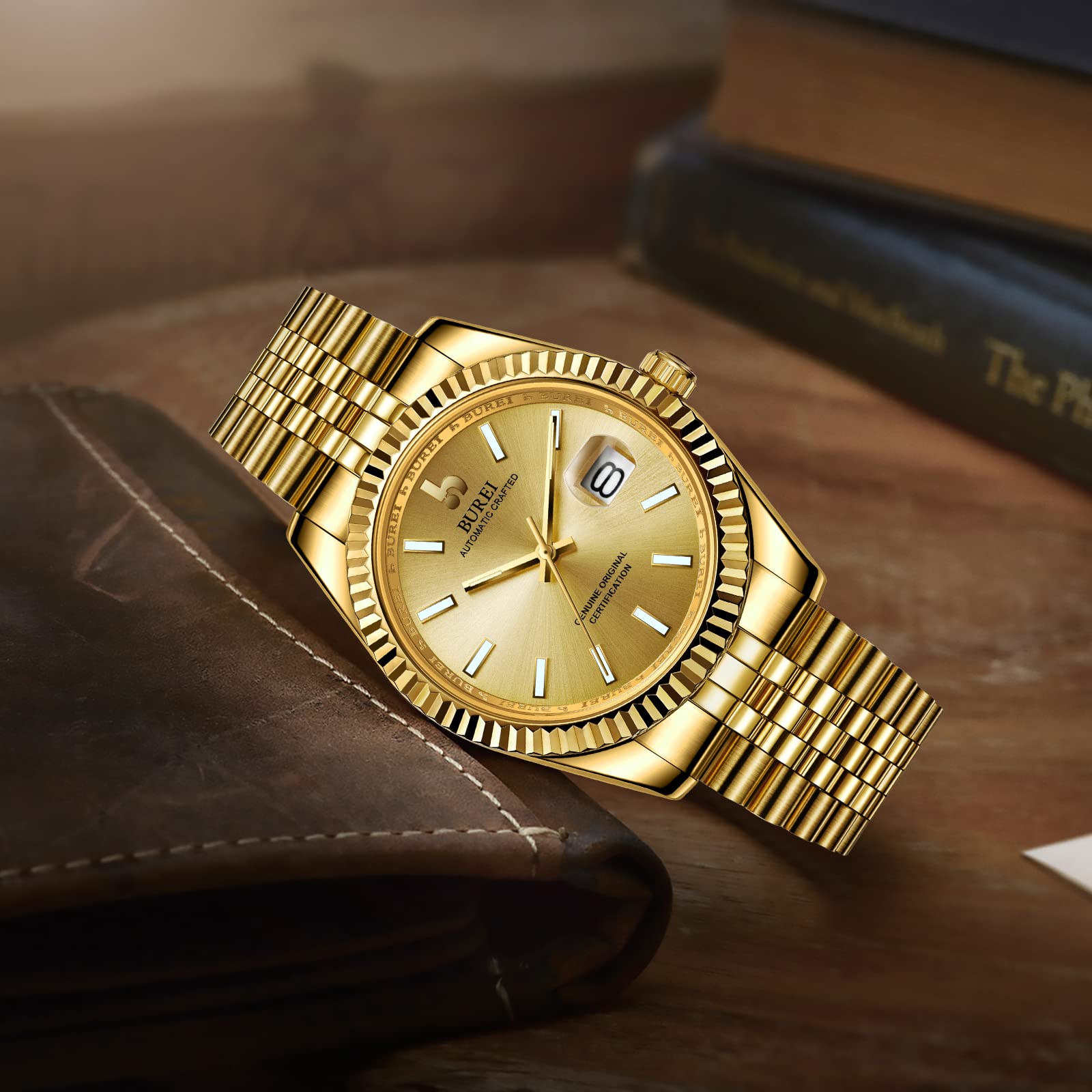 BUREI Men's Automatic Mechanical Watch - Luxury Business Stainless Steel Waterproof Self-Winding Watch for Men | Perfect for Office, Formal Events & Everyday Wear