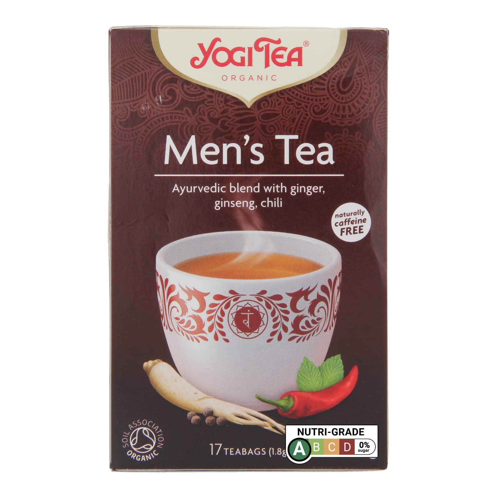 Organic Yogi Tea for Men - Herbal Energy & Vitality Blend - 30.6g (16 Tea Bags) - Supports Focus & Stamina - Perfect for Morning Boost or Afternoon Pick-Me-Up