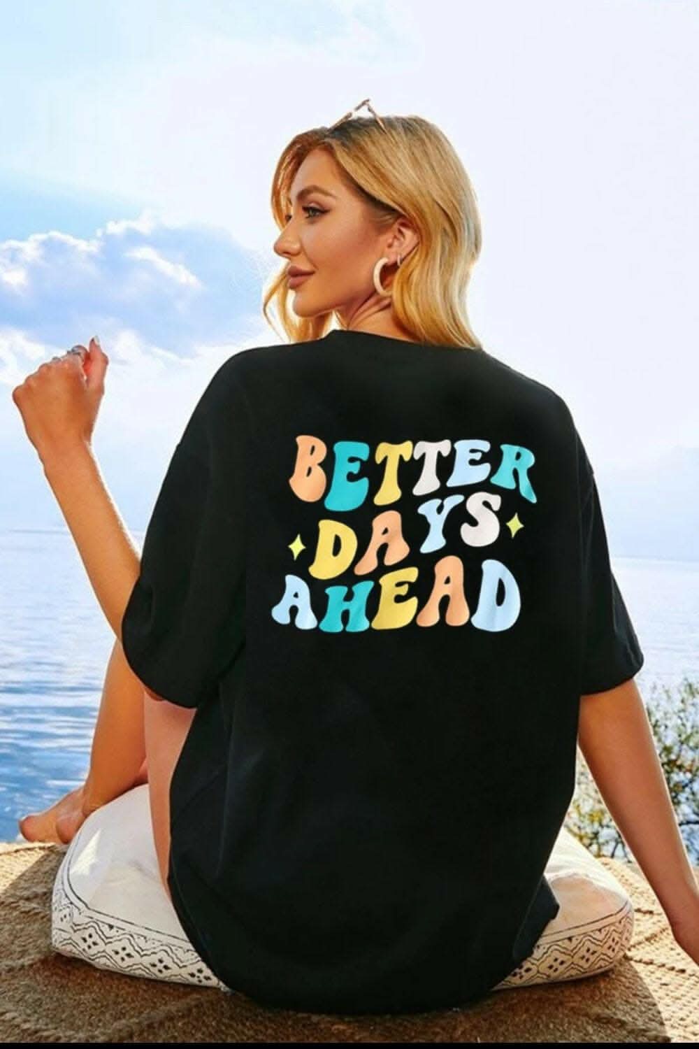 Brighter Days Round Neck T-Shirt for Women - Soft Cotton Casual Tee for Everyday Wear, Outfits & Street Style
