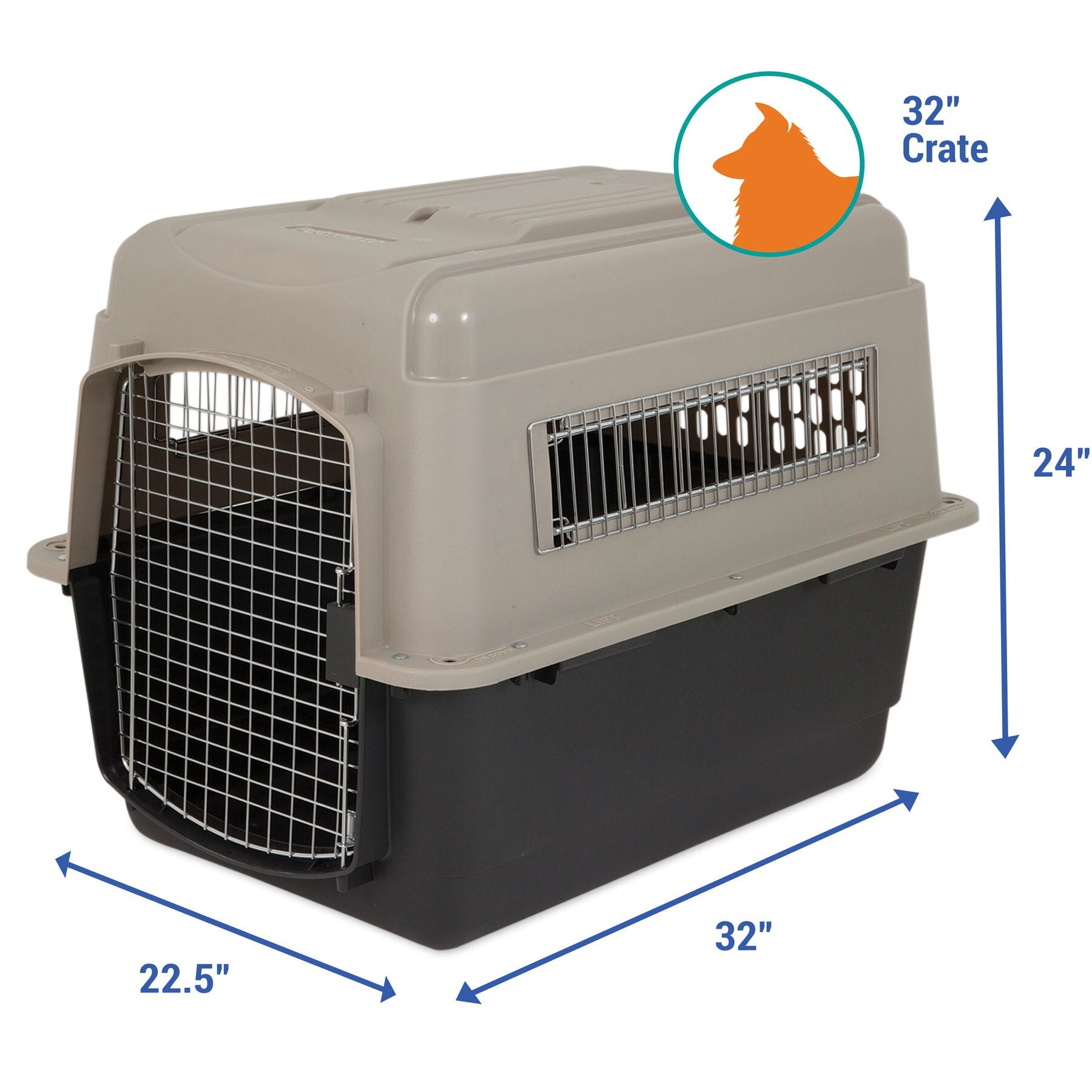 Petmate Traveler Ultra Vari Kennel - Durable & Secure Dog Crate for Air Travel, Car Rides & Home Use | Heavy-Duty Plastic Pet Carrier with Steel Door | Perfect for Large Dogs