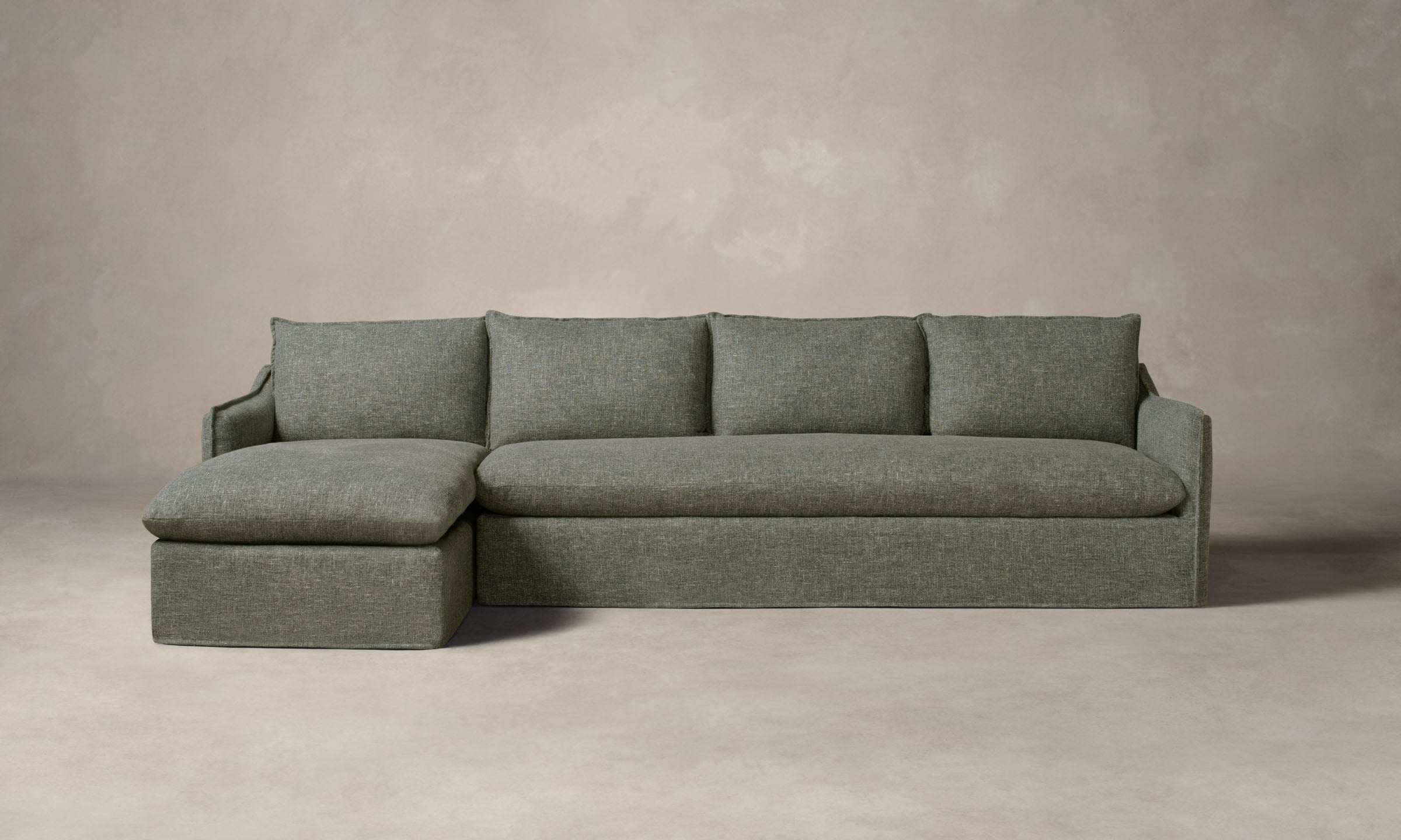 Premium Dune Sectional Sofa with Heritage Belgian Linen Upholstery in Thyme - Perfect for Living Rooms, Family Gatherings & Cozy Home Decor