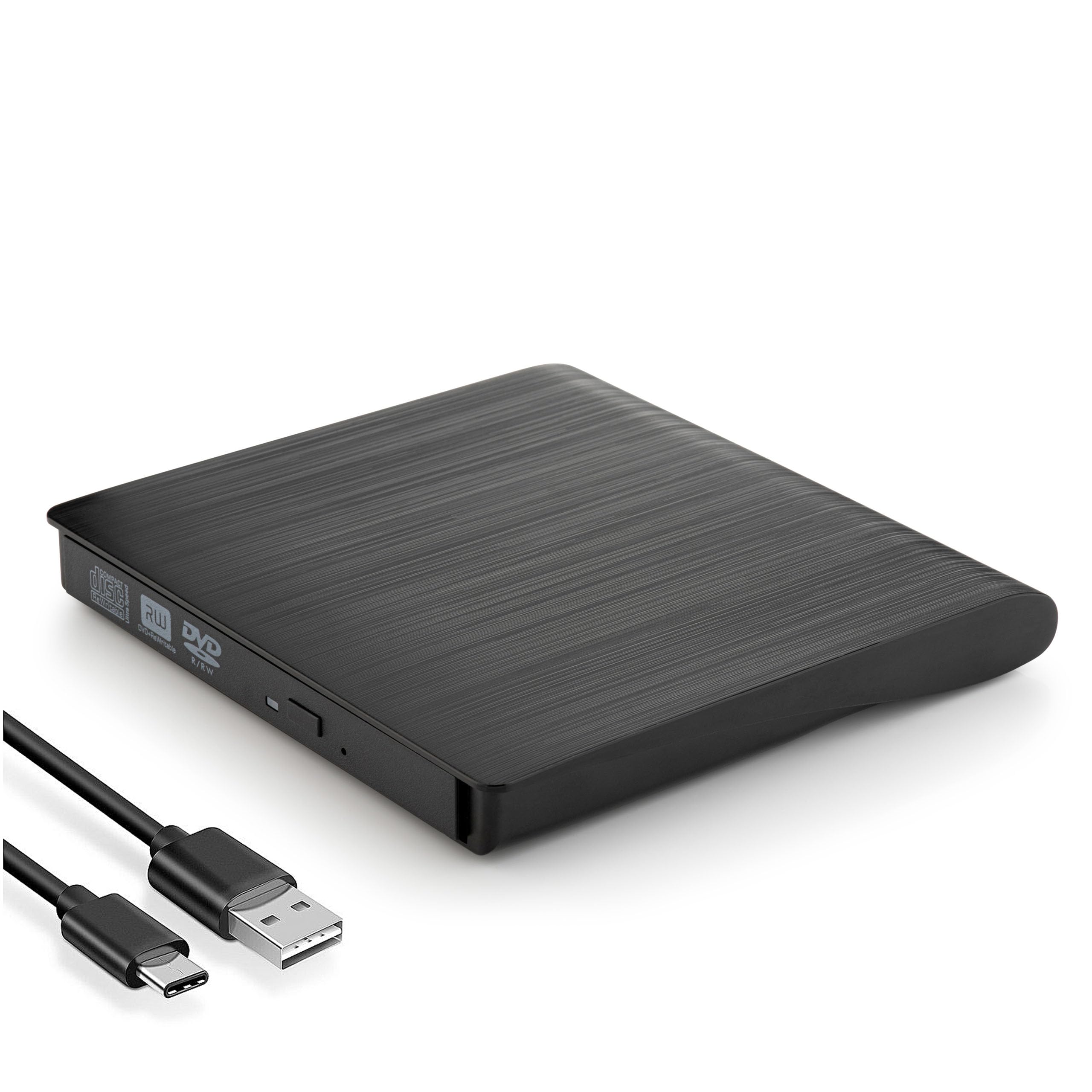 KamKorda External CD DVD Drive for Laptop - USB 3.0 & USB-C Slim Portable CD/DVD RW Burner Writer for MacBook, PC, Windows | Perfect for Data Backup, Movie Playback & Software Installation
