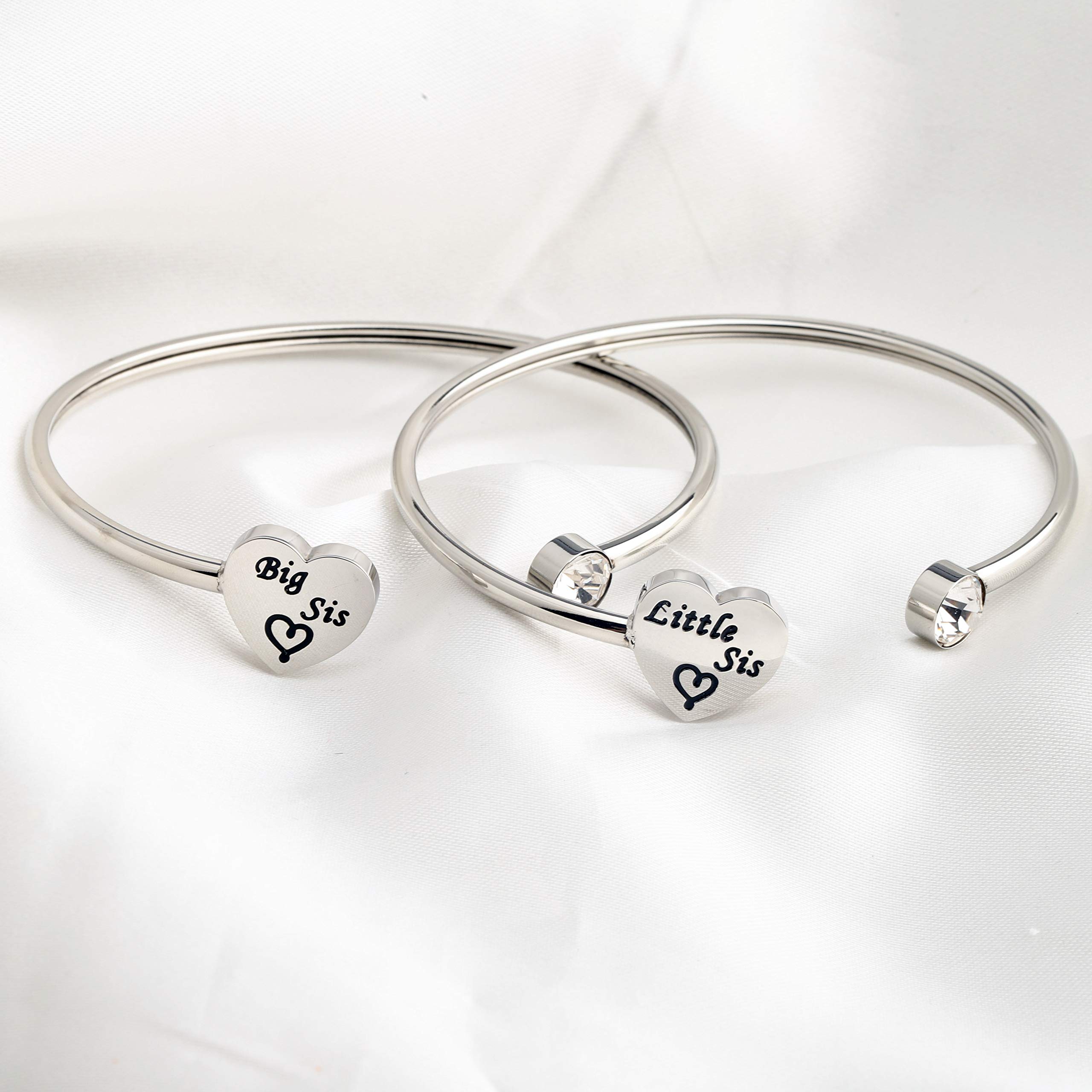 3 Sisters Bracelet Set - Big Sister Middle Sister Little Sister Cuff Bangle Bracelets - Sister Jewelry Gift for Family & Friends - Perfect for Birthdays, Anniversaries & Sister Bonding Moments