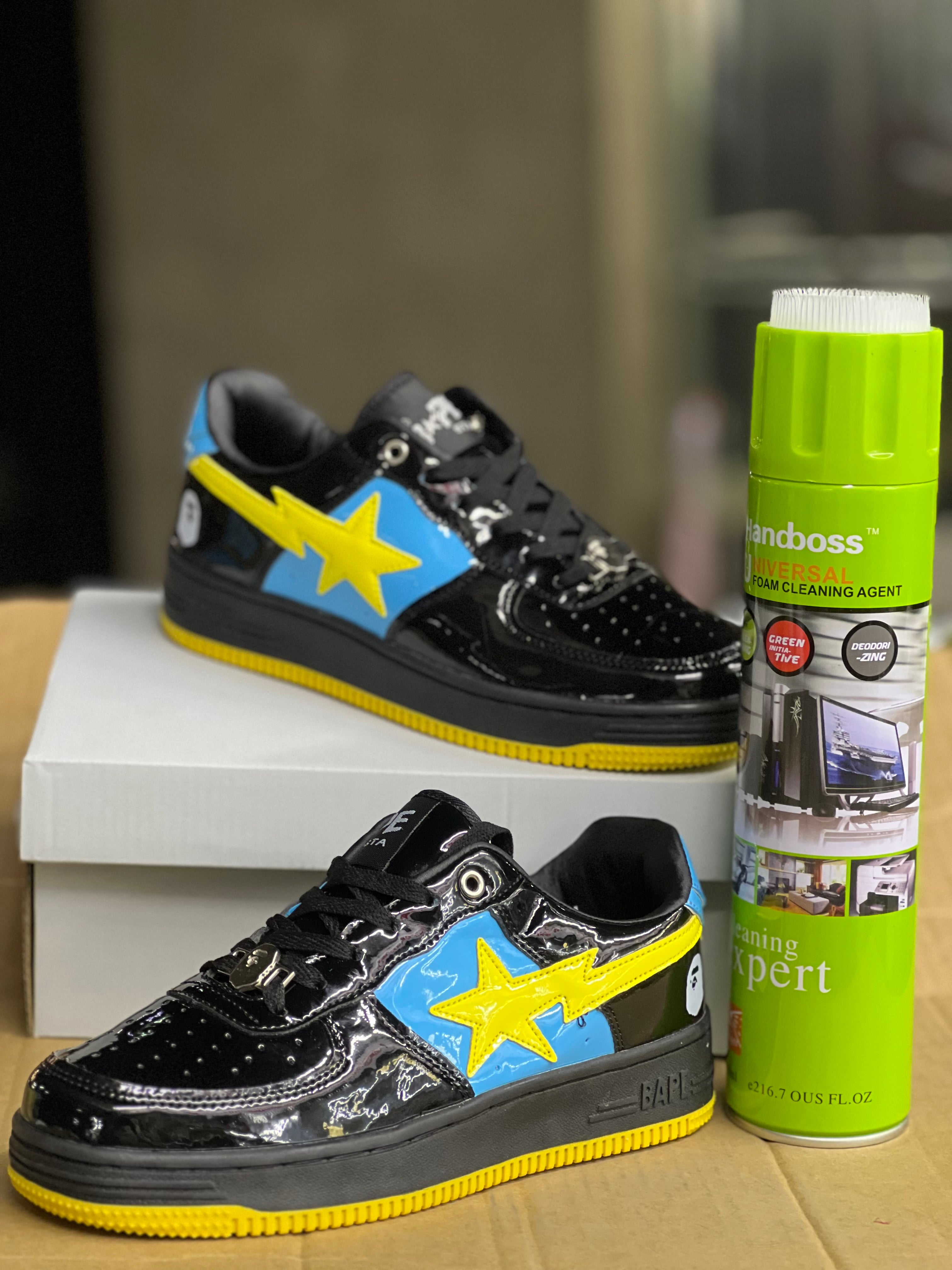 Bape Sta Sneakers for Men & Women - Black & Yellow High-Top Streetwear Shoes | Perfect for Casual Wear, Hip-Hop Fashion & Urban Lifestyle