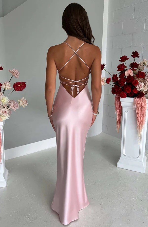 Elegant Halter Neck Pink Prom Dress - Backless Satin Sheath Gown for Evening Parties & Formal Events | Perfect for Homecoming, Prom Night & Special Occasions