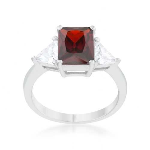 Exquisite Garnet Rhodium Plated Engagement Ring for Women - Perfect for Proposals, Anniversaries & Special Occasions
