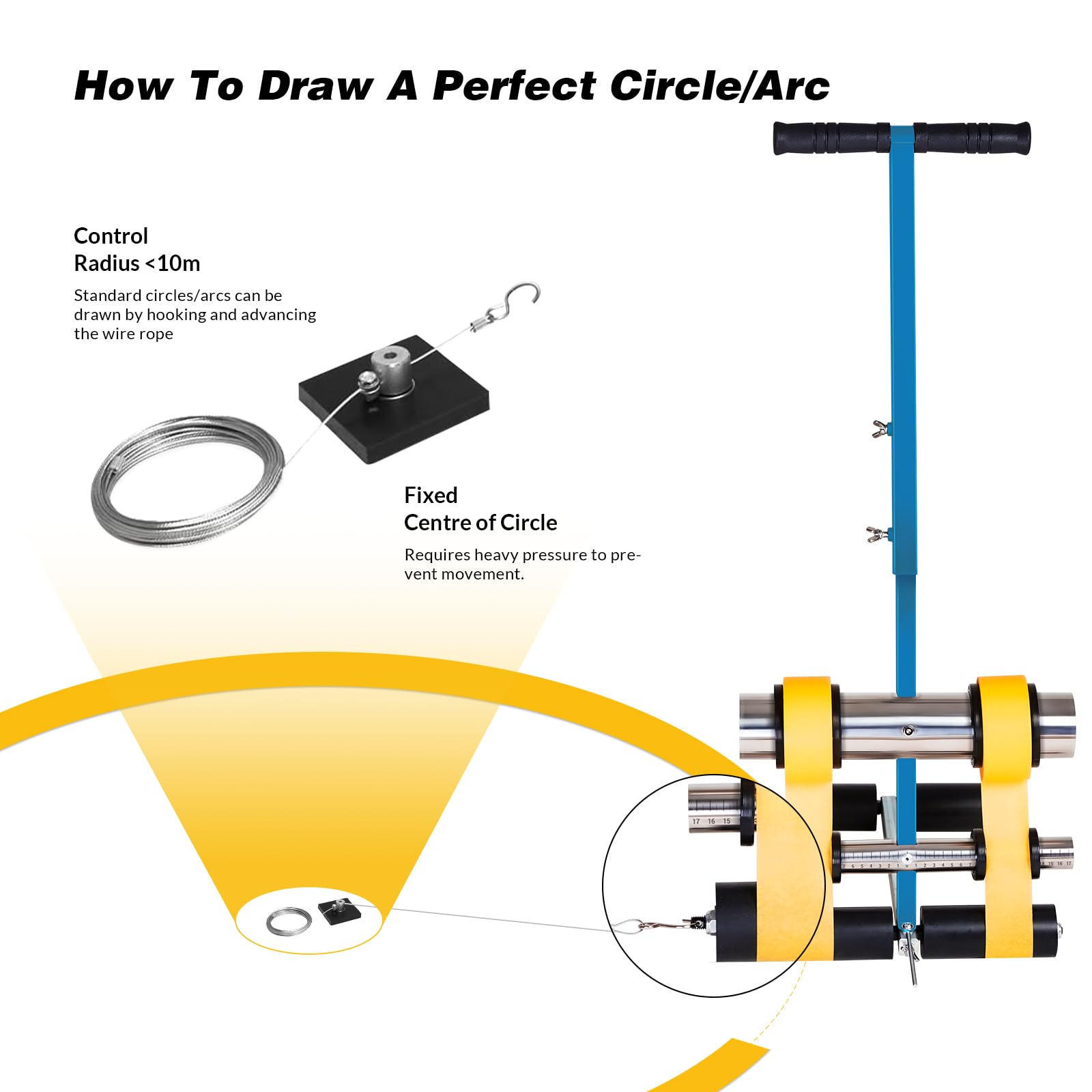 Professional Line Striping Machine with Drawing Circle Kit - Parking Lot & Road Marking Paint Sprayer for Driveway, Asphalt, Concrete, Basketball & Pickleball Courts | Perfect for DIY Projects & Commercial Use