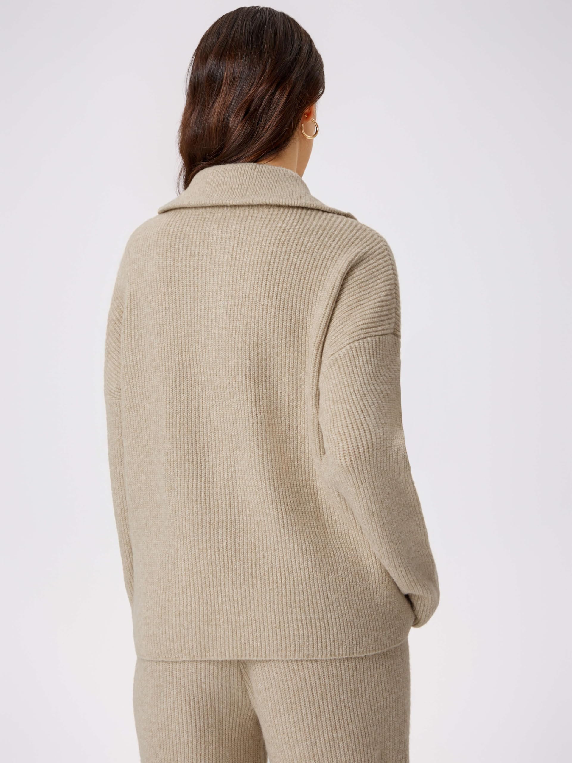 Trendy Women's CIDER Quarter Zip Pullover Sweater - V Neck Long Sleeve Chunky Knit Fall Sweater for Casual Wear & Outdoor Activities