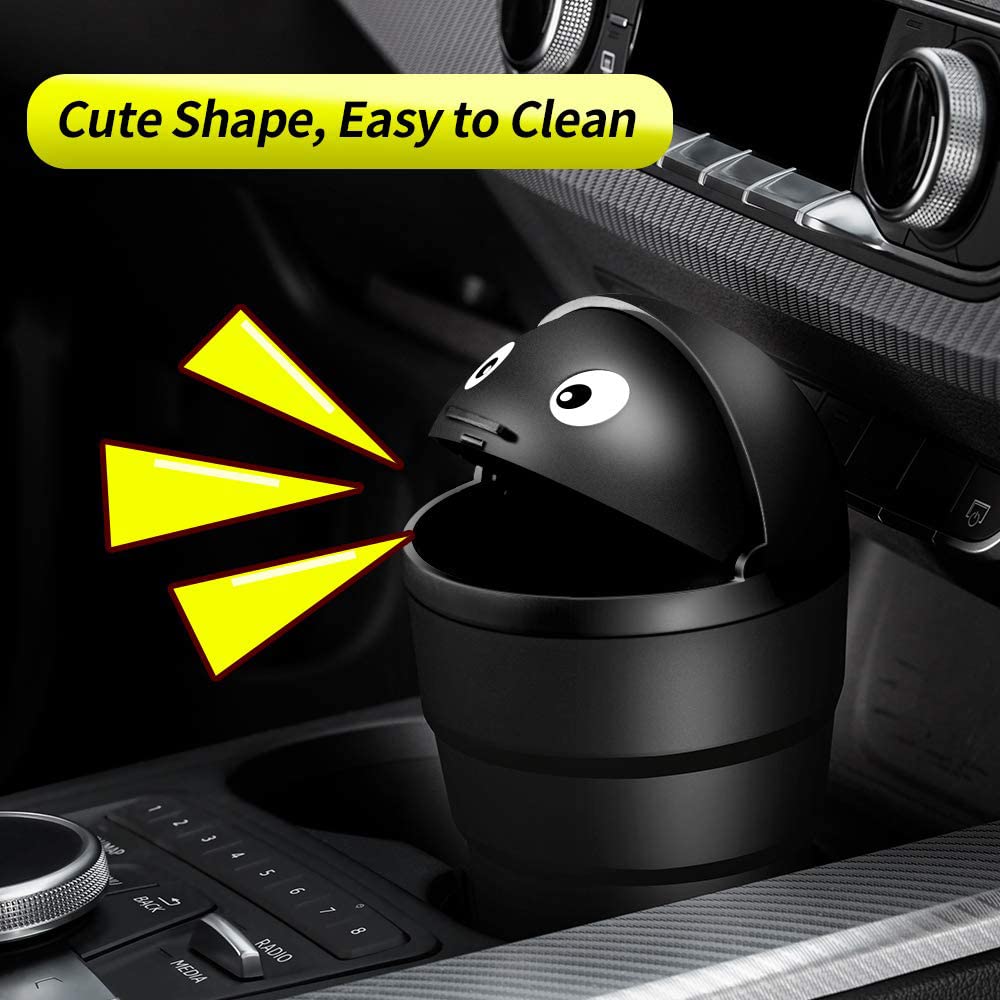 Universal Car Trash Can with Lid - Leakproof Mini Auto Garbage Bin for Car, Office, Home - Cute & Portable Vehicle Cup Holder Accessory - Perfect for Road Trips, Commuting & Daily Use