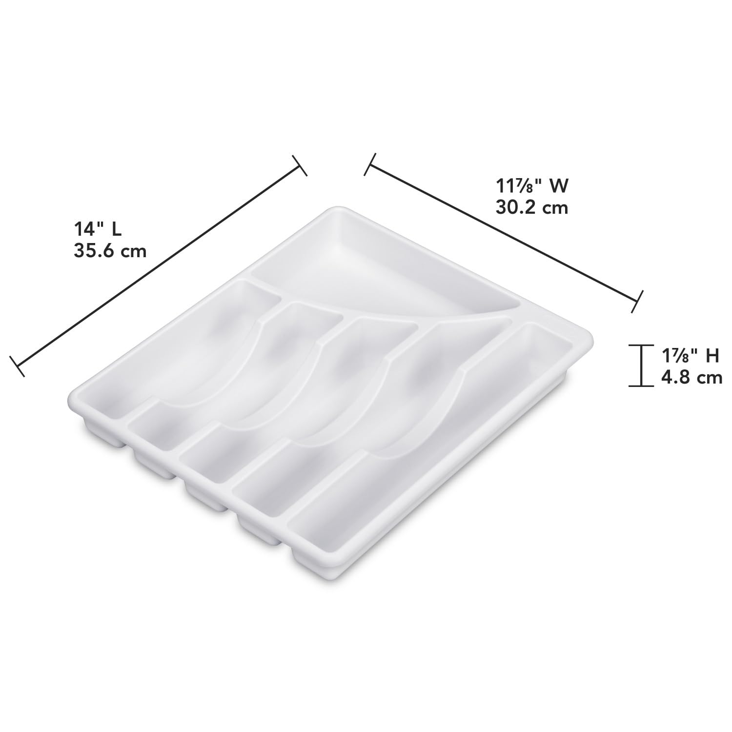 Sterilite 6-Compartment Plastic Cutlery Tray Organizer - White Kitchen Drawer Storage for Silverware, Utensils & Flatware (6-Pack) - Perfect for Home, Restaurant & Office Organization