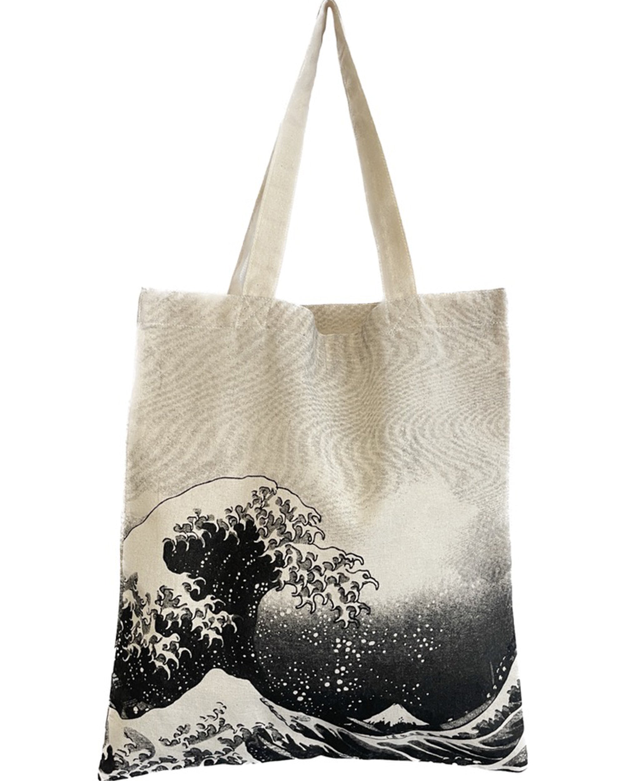 Eco-Friendly Wave Print Canvas Tote Bag - Reusable Shopping Bag for Beach, Grocery & Daily Use | Sustainable Cotton Carryall for Women & Men