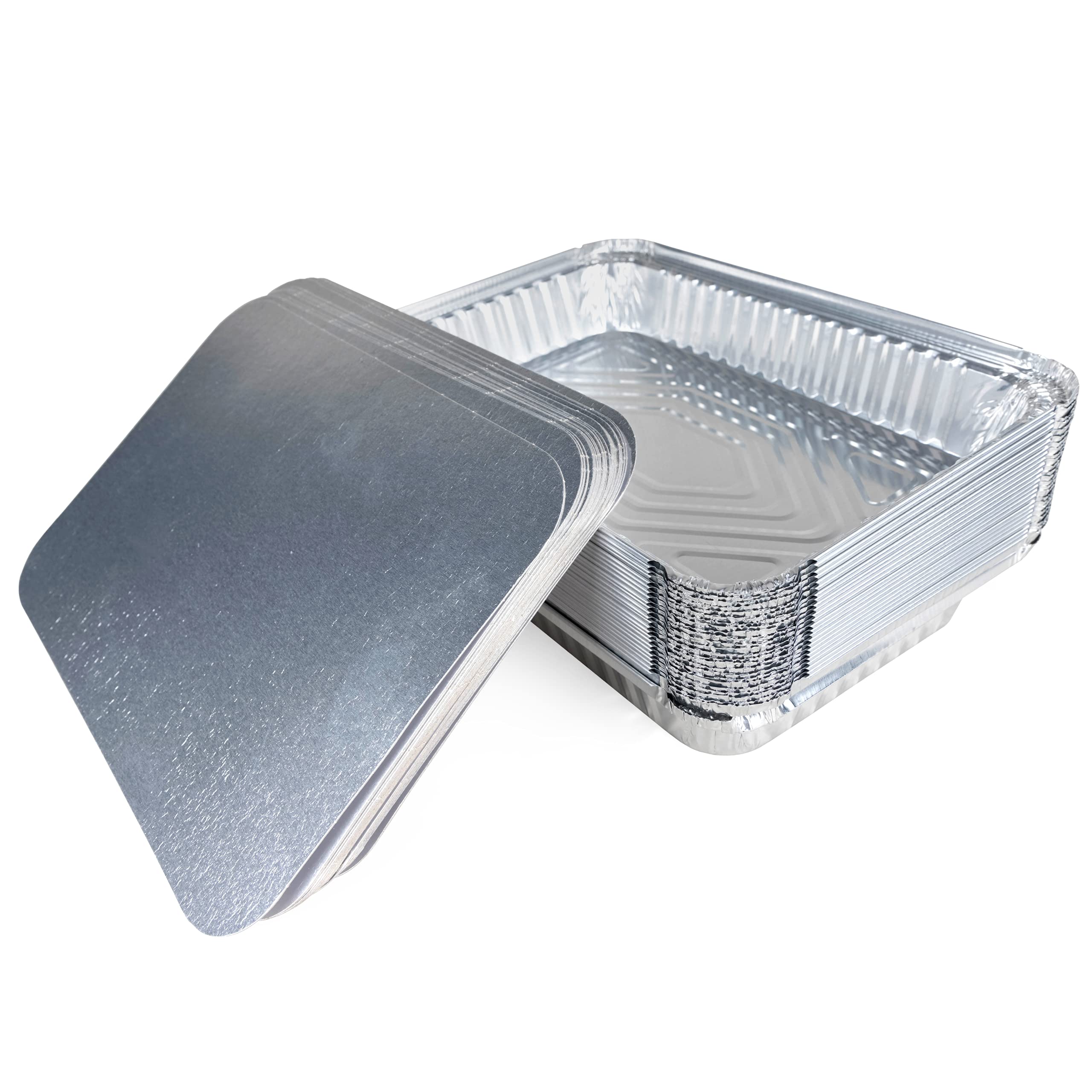 IDL Packaging 4 lb. Oblong Aluminum Foil Pans with Lids - 13