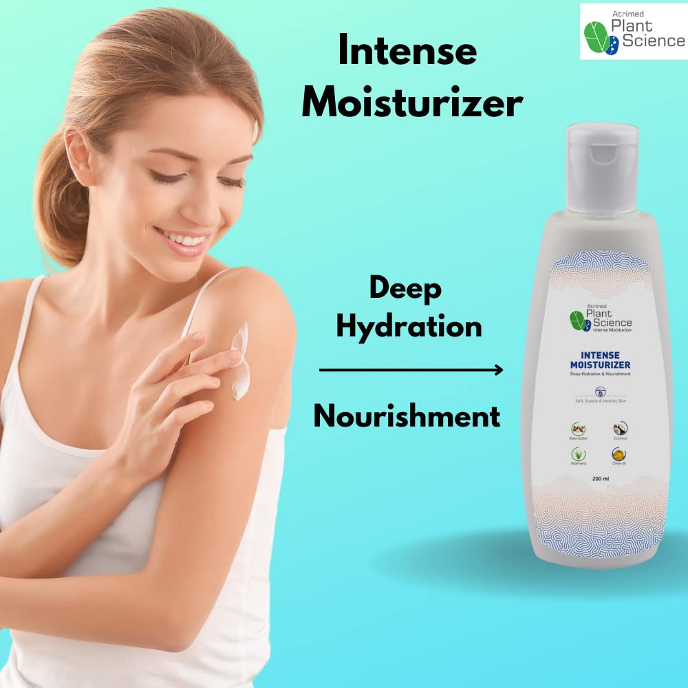 Atrimed Plant Science Intense Moisturizer Cream - 200ml with Shea Butter, Coconut Oil, Aloe Vera & Olive Oil for Soft, Supple & Healthy Skin - Daily Hydration for Dry, Sensitive Skin & Anti-Aging Care