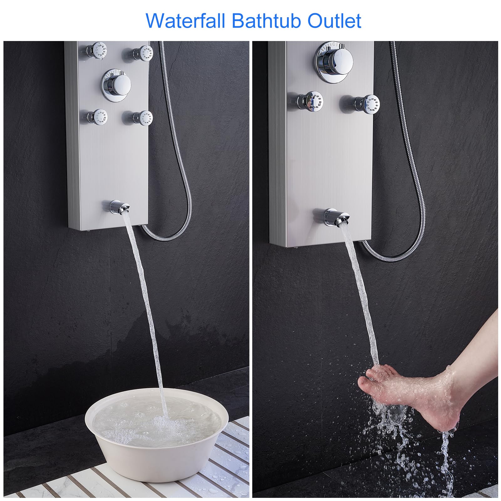 Premium 304 Stainless Steel Shower Panel System - 6 Body Jets, 9