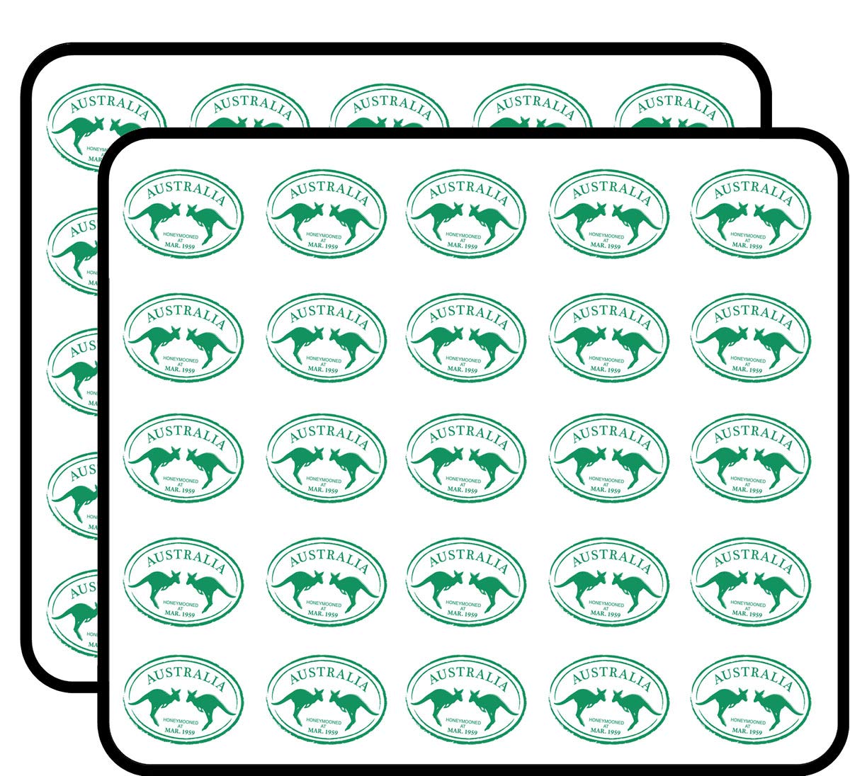 50 Pack Australia Passport Stamp Kangaroo Stickers for Scrapbooking, DIY Crafts, Bullet Journals - Perfect for Travel Scrapbooks, Kids Art Projects & Planner Decoration