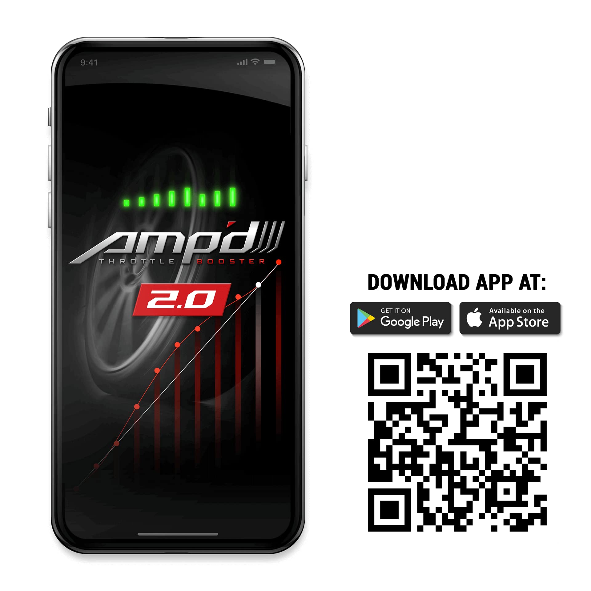 Amp'D 28862-2 Throttle Booster 2.0 with Bluetooth Switch - Performance Chip Tuner for 2019-2025 GM Gas Vehicles (Silverado, Sierra, Yukon) - Improve Acceleration & Fuel Efficiency for Daily Driving & Towing
