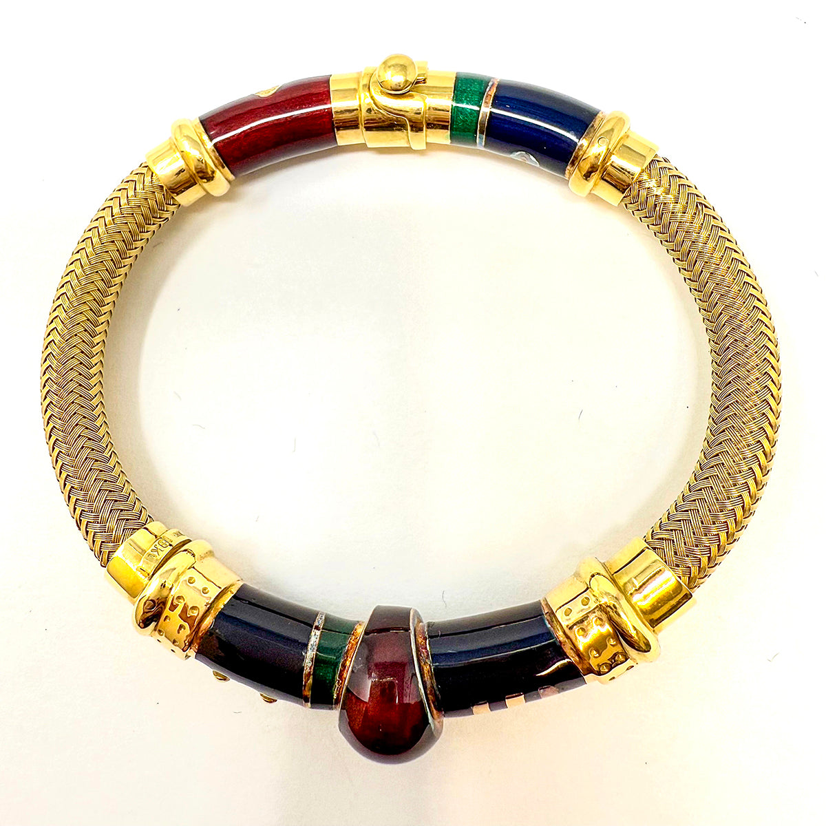 18K Gold Enamel Bangle Bracelet for Women - Elegant French Jewelry for Gifts, Anniversaries & Special Occasions