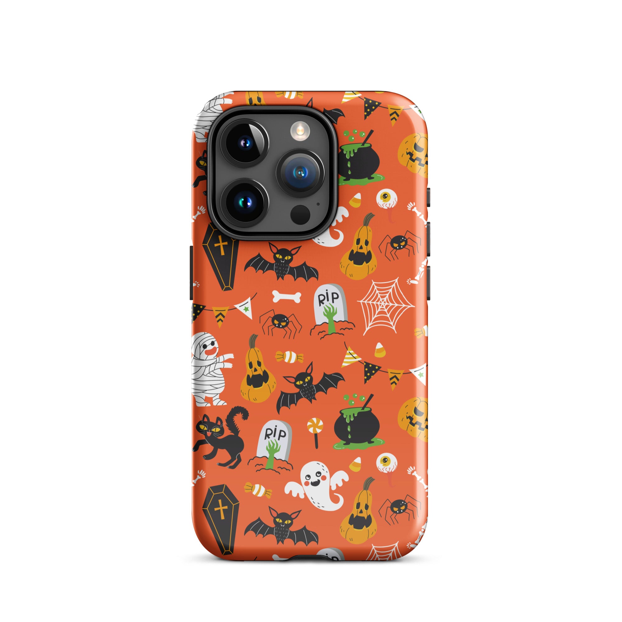 Spooky Night Guardian Premium iPhone Case - Halloween Protective Cover for iPhone 13/14/15 Pro Max - Cute Ghost Design Shockproof Phone Case for Night Out, Party & Daily Use
