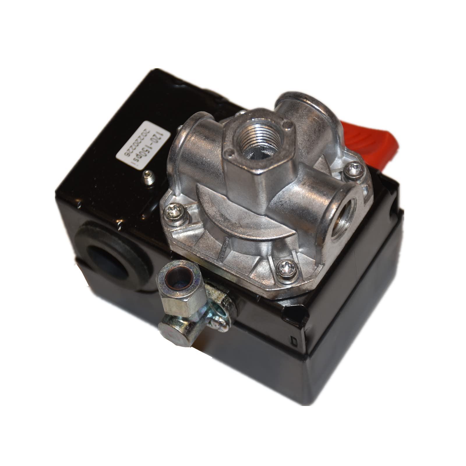 Z-D26612 Automatic Air Compressor Pressure Switch - 4-Port, 120-150 PSI, Black Metal Housing - Ideal for Industrial Tools & Pneumatic Systems
