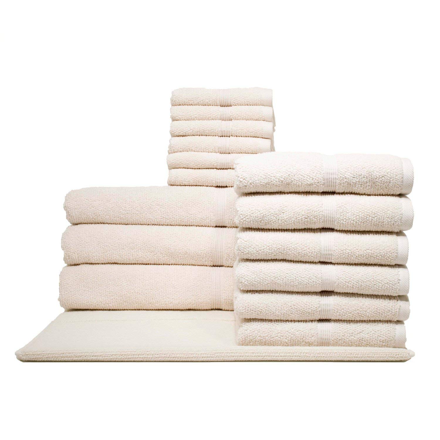 IVY LUXURY BATH ESSENTIALS - 16-Piece Rice Effect Towel Set | Ultra Soft & Absorbent Bath Towels, Hand Towels & Washcloths | Perfect for Spa, Bathroom & Luxury Home Decor