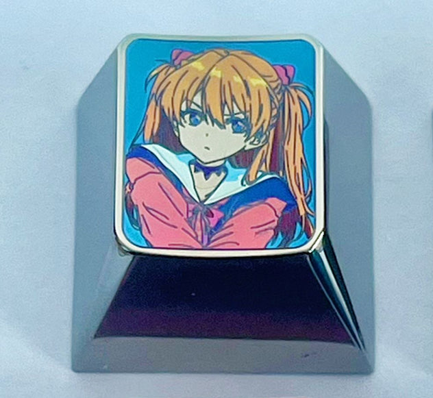 Custom Anime Keycaps - EVA, Doujin, Asuka & Ayanami Rei Titanium Alloy Carved Keycaps for Mechanical Keyboards | Perfect for Gaming, Collectors & Anime Fans
