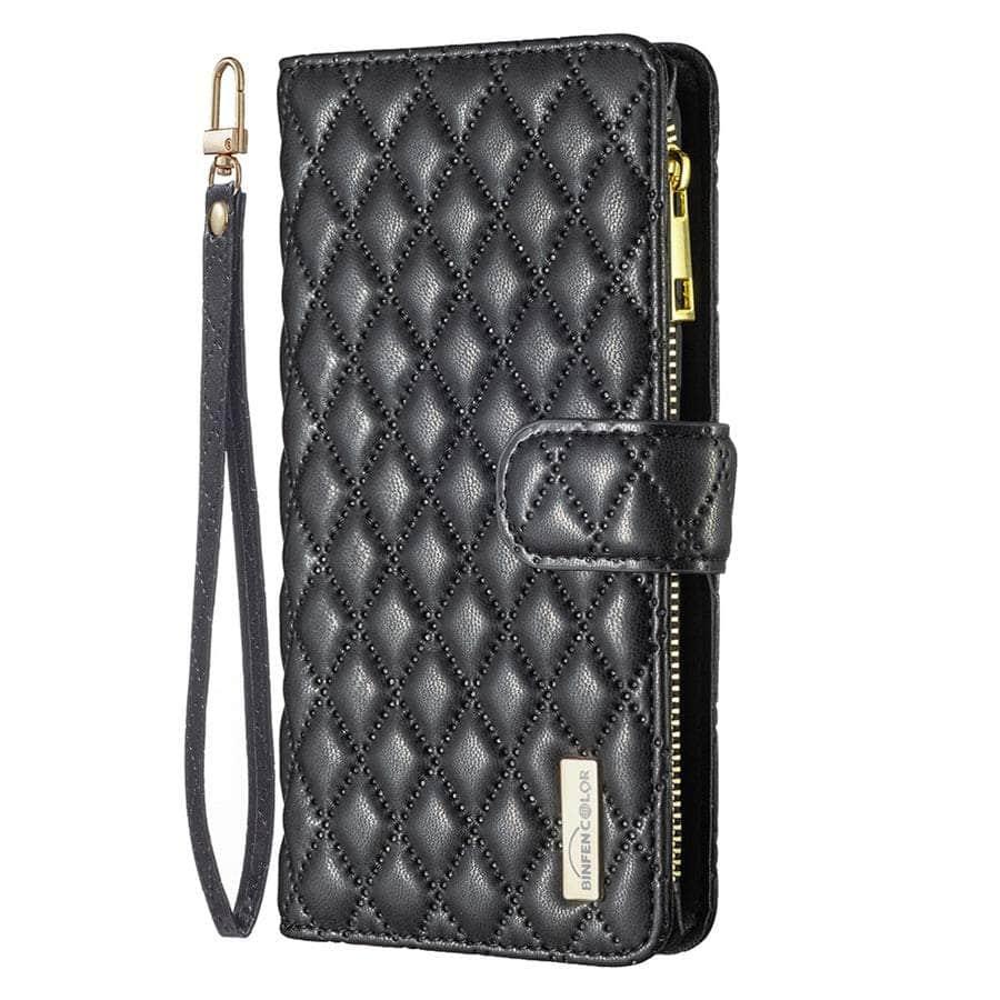 Premium iPhone 14 Pro Flip Zipper Leather Case - Protective Wallet Cover with Card Slots | Perfect for Business Professionals & Daily Commuters