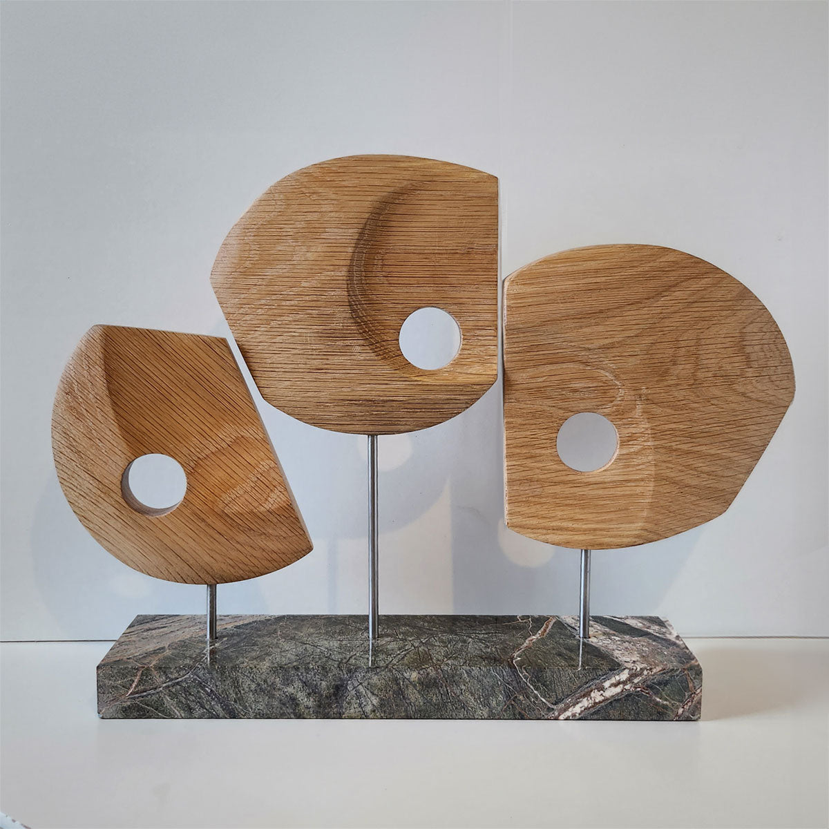 Handcrafted Chestnut Wood Sculpture with Marble Base - Elegant Home Decor for Living Room, Office & Gift Giving
