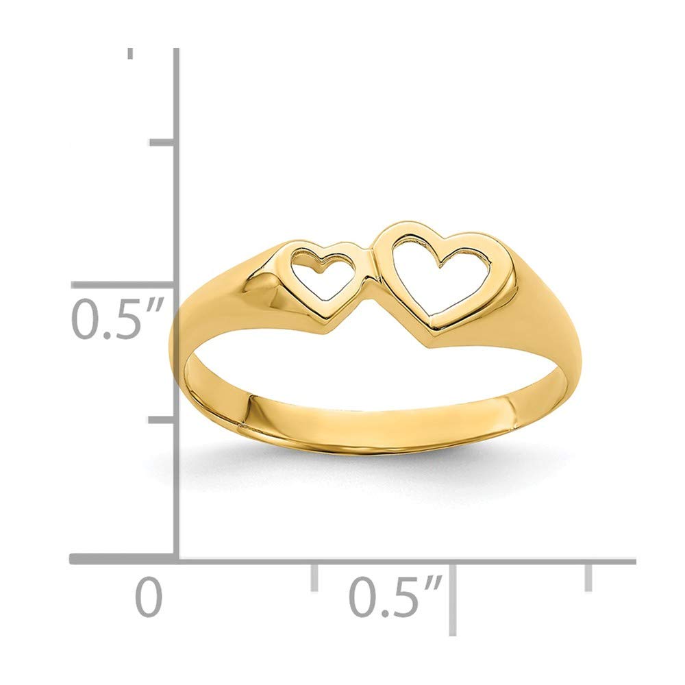 14K Yellow Gold Double Heart Cut Out Ring - Elegant Jewelry for Women | Perfect for Valentine's Day, Anniversary & Romantic Gifts