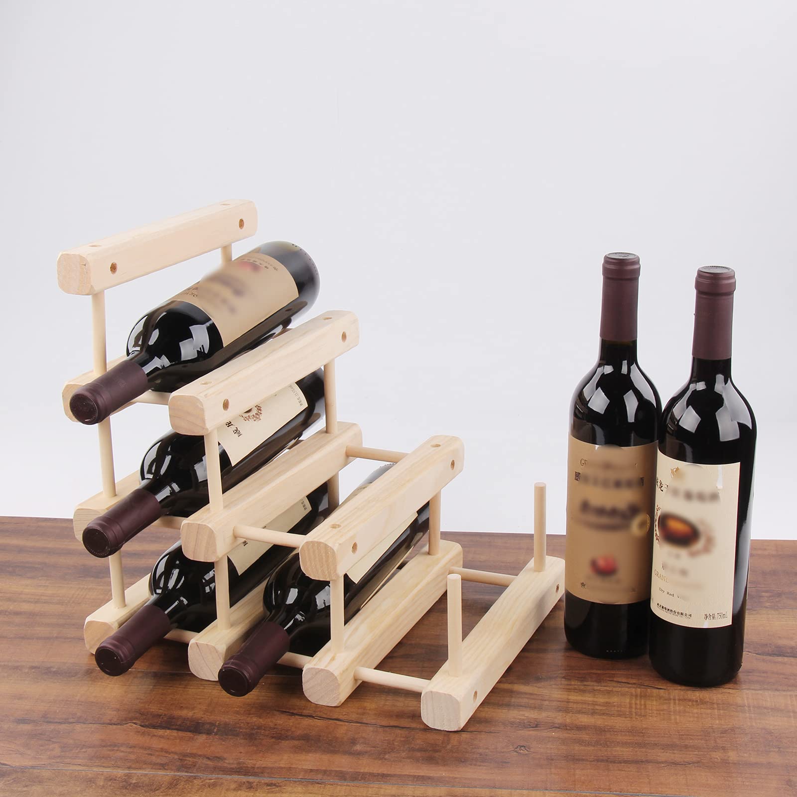 Premium Wooden Wine Bottle Rack - Foldable 20-Bottle Display Stand for Kitchen, Bar & Cabinet Storage | Space-Saving Wine Holder & Water Bottle Organizer | Perfect for Home, Restaurant & Party Use