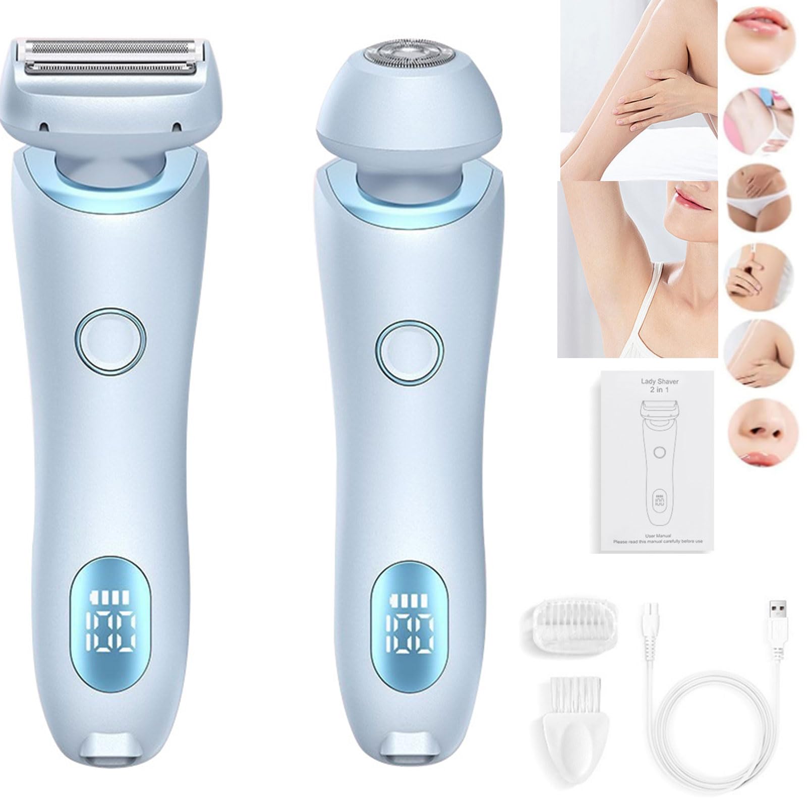 Gleam Pro 3.0 Women's Electric Shaver - IPX7 Waterproof, Crystal Smooth Shaving for Sensitive Skin & Bikini Areas - Perfect for Travel, Gym & Quick Hair Removal (Blue)